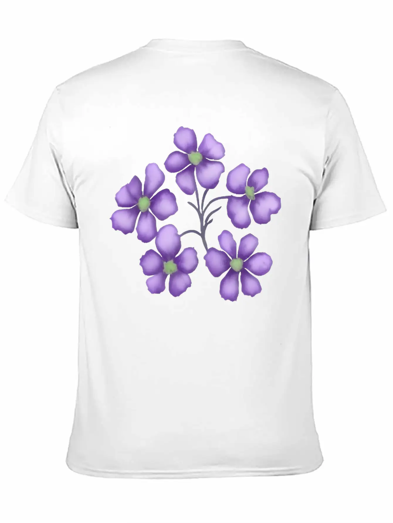 Little Purple Watercolor Flowers Unisex Short Sleeve Soft Cotton T-Shirt – Casual Everyday Wear