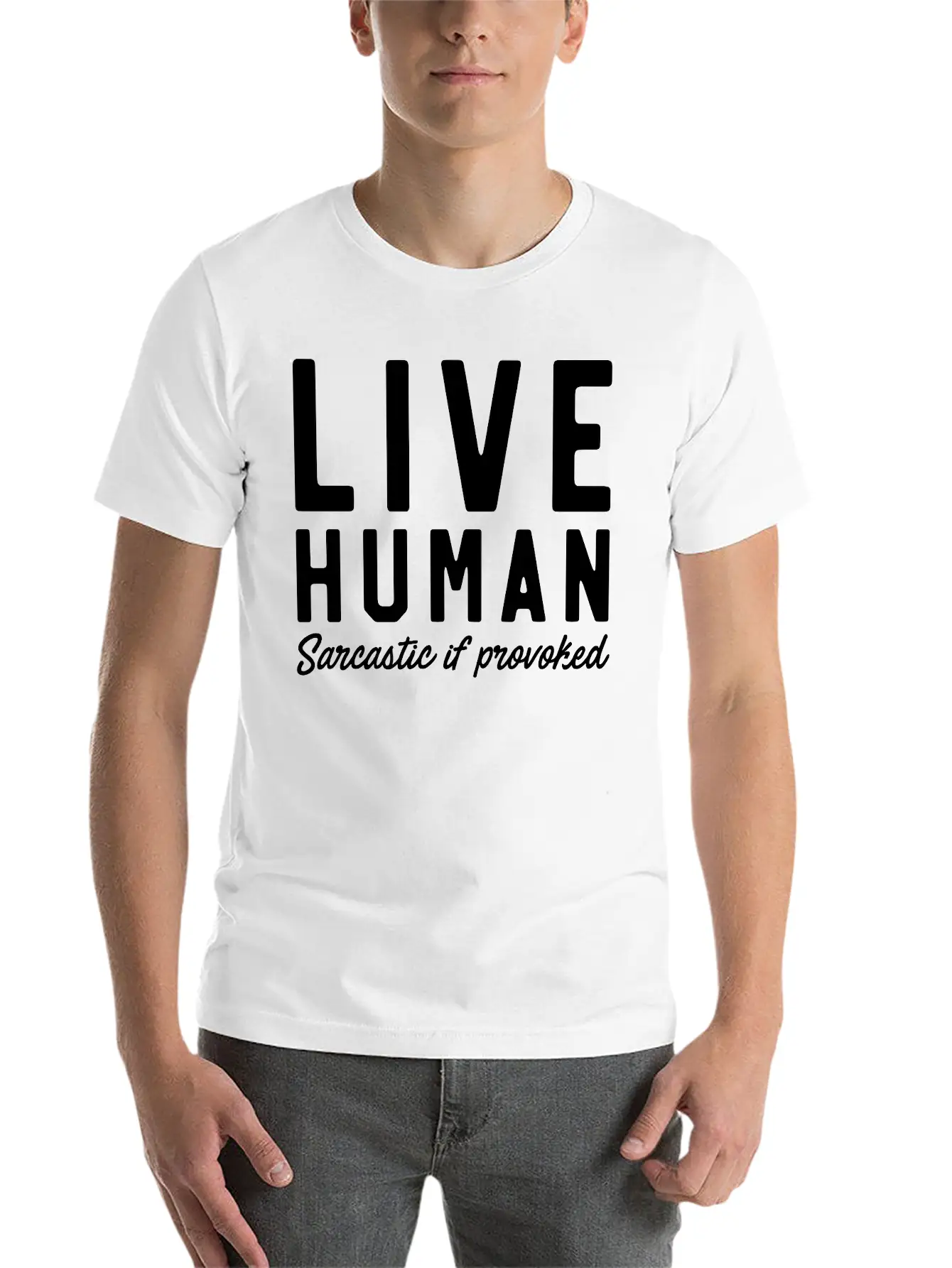Live Human Sarcastic If Provoked Unisex Casual T-Shirt – Clean Design For Daily Comfort