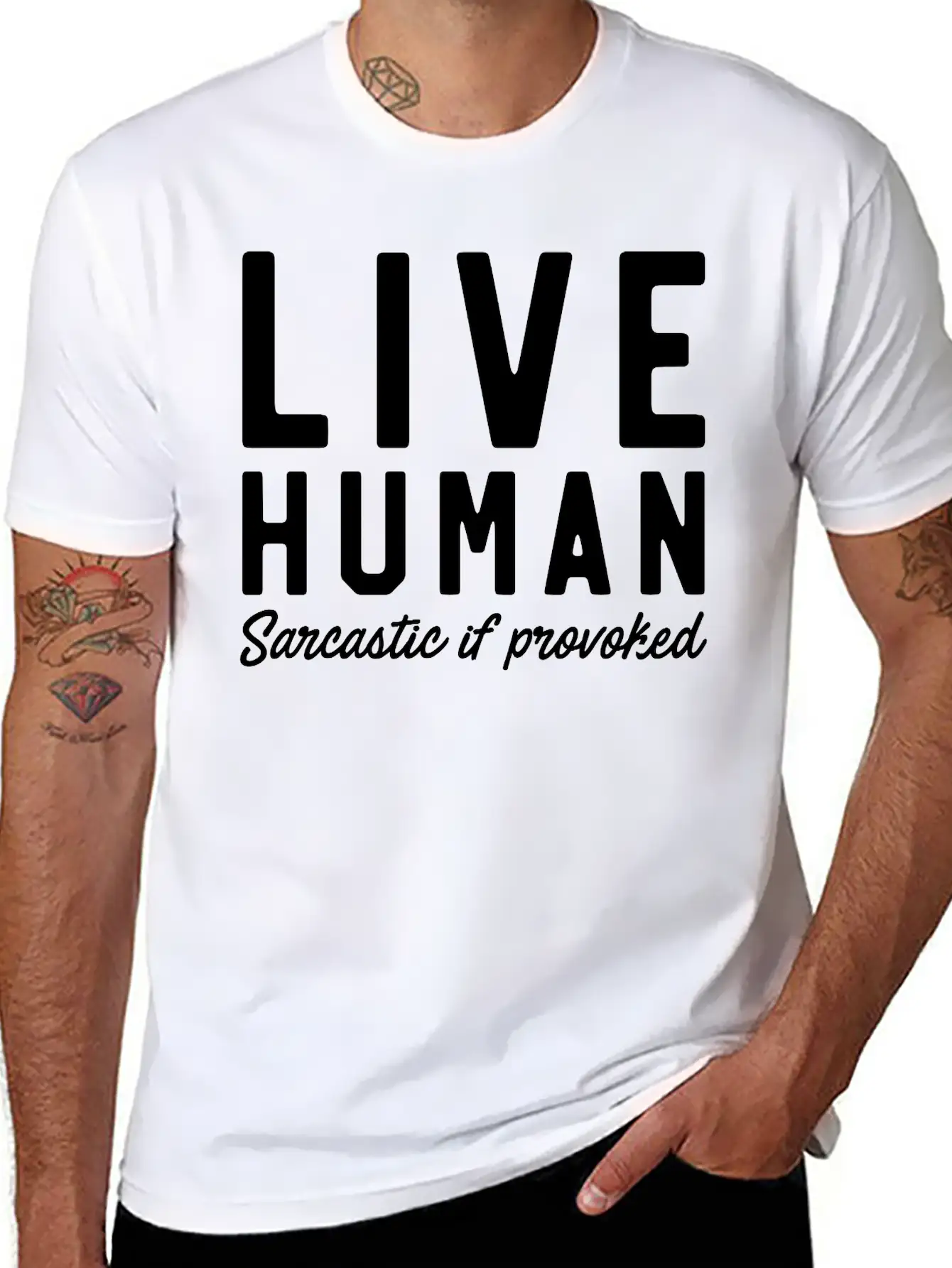 Live Human Sarcastic If Provoked Unisex Casual T-Shirt – Clean Design For Daily Comfort