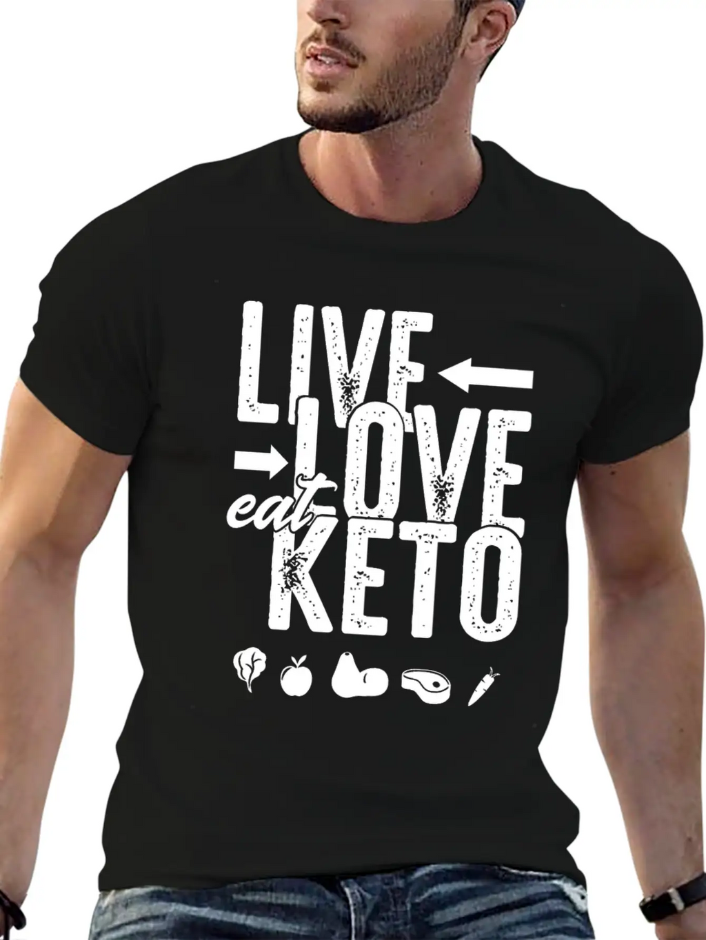 Live Love Eat Keto Food Paleo Ketogenic Low Carb Unisex Short Sleeve Soft Cotton T-Shirt – Casual Everyday Wear