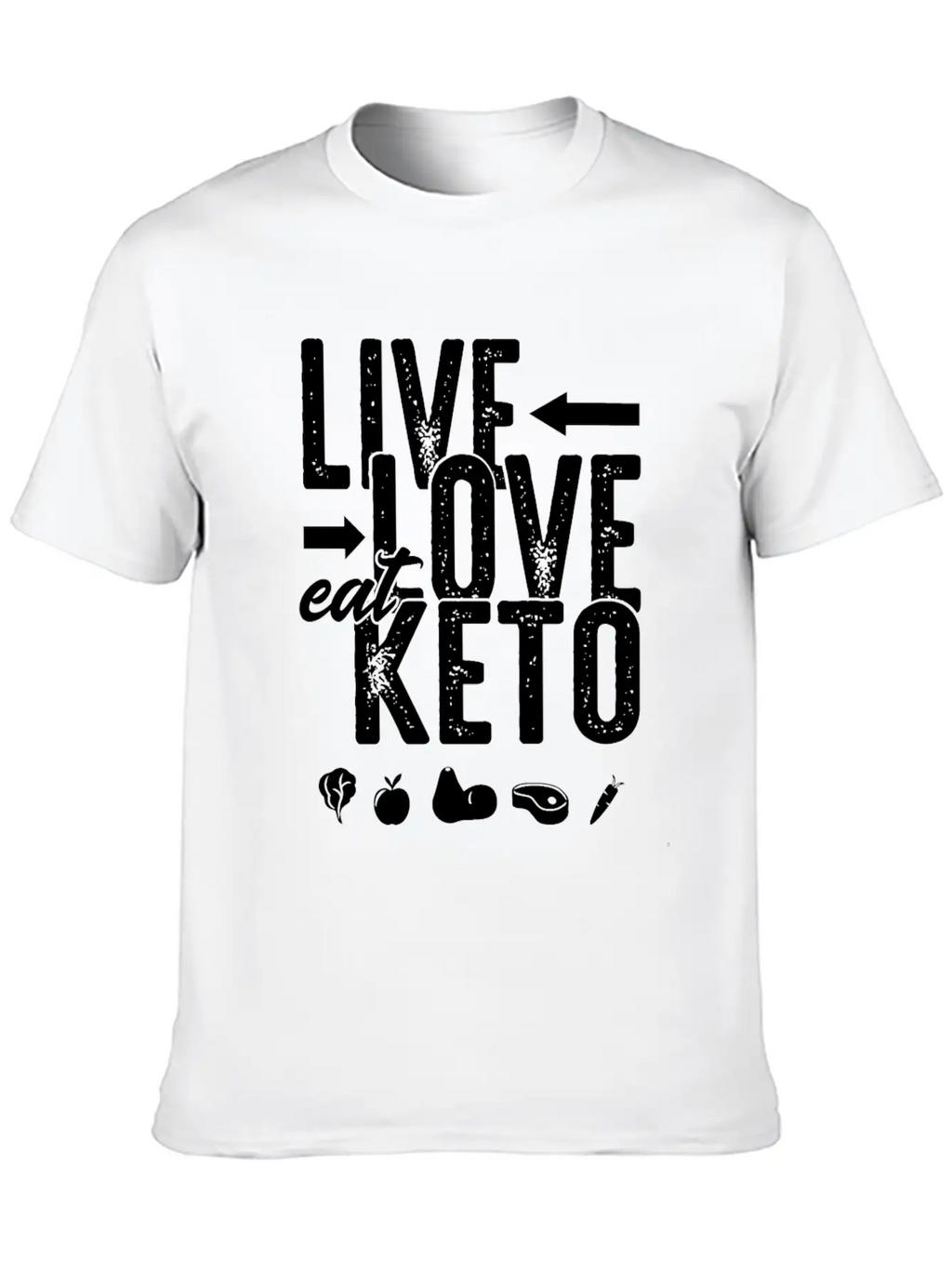 Live Love Eat Keto Food Paleo Ketogenic Low Carb Unisex Short Sleeve Soft Cotton T-Shirt – Casual Everyday Wear