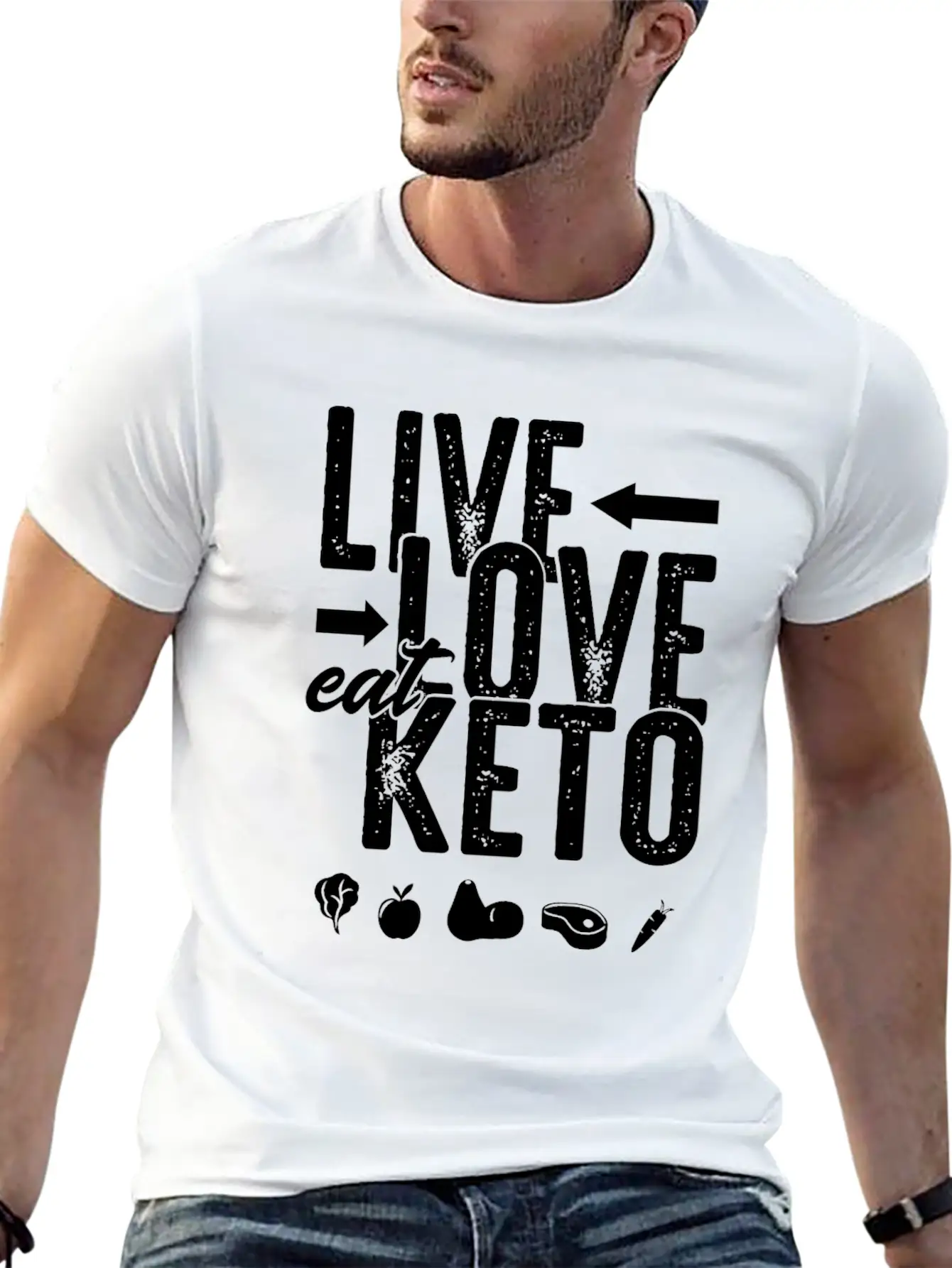 Live Love Eat Keto Food Paleo Ketogenic Low Carb Unisex Short Sleeve Soft Cotton T-Shirt – Casual Everyday Wear