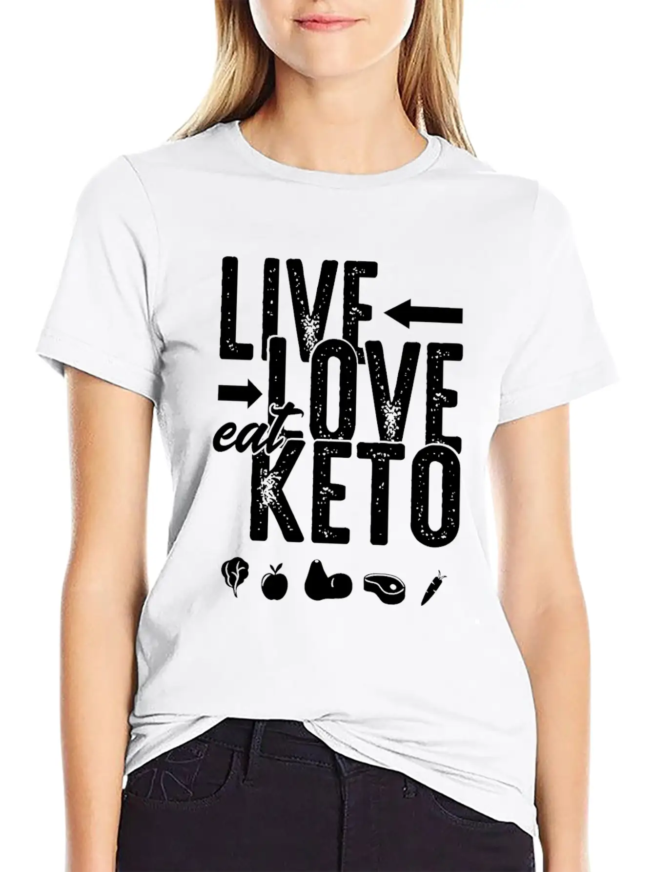 Live Love Eat Keto Food Paleo Ketogenic Low Carb Unisex Short Sleeve Soft Cotton T-Shirt – Casual Everyday Wear
