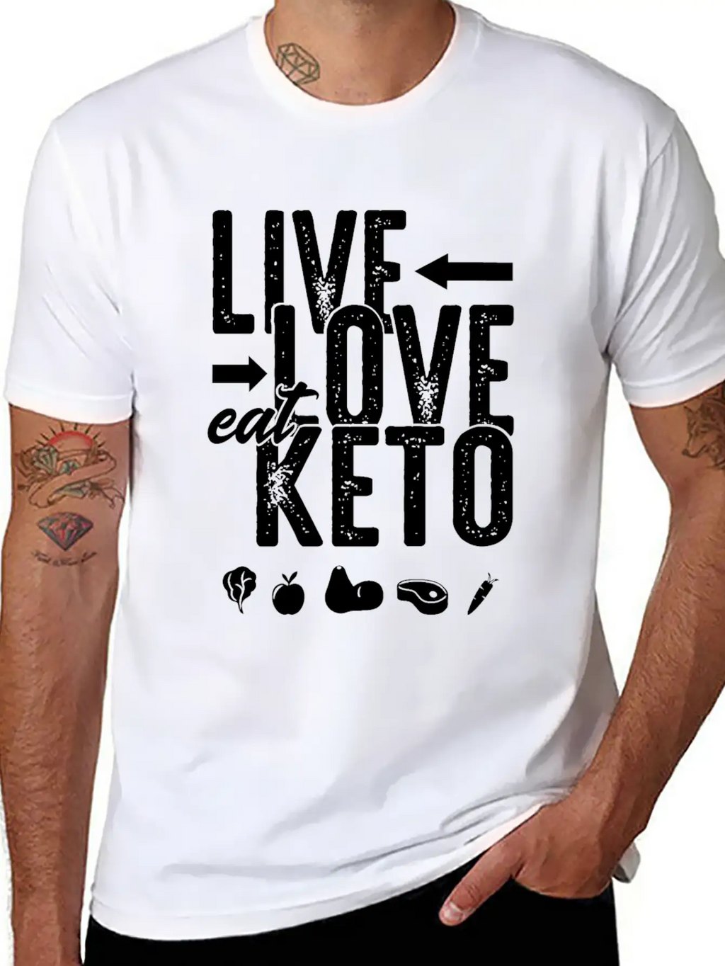 Live Love Eat Keto Food Paleo Ketogenic Low Carb Unisex Short Sleeve Soft Cotton T-Shirt – Casual Everyday Wear