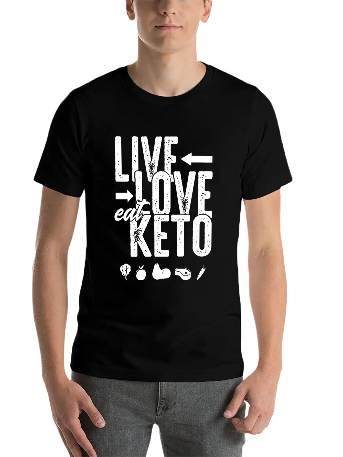 Live Love Eat Keto Food Paleo Ketogenic Low Carb Unisex Short Sleeve Soft Cotton T-Shirt – Casual Everyday Wear
