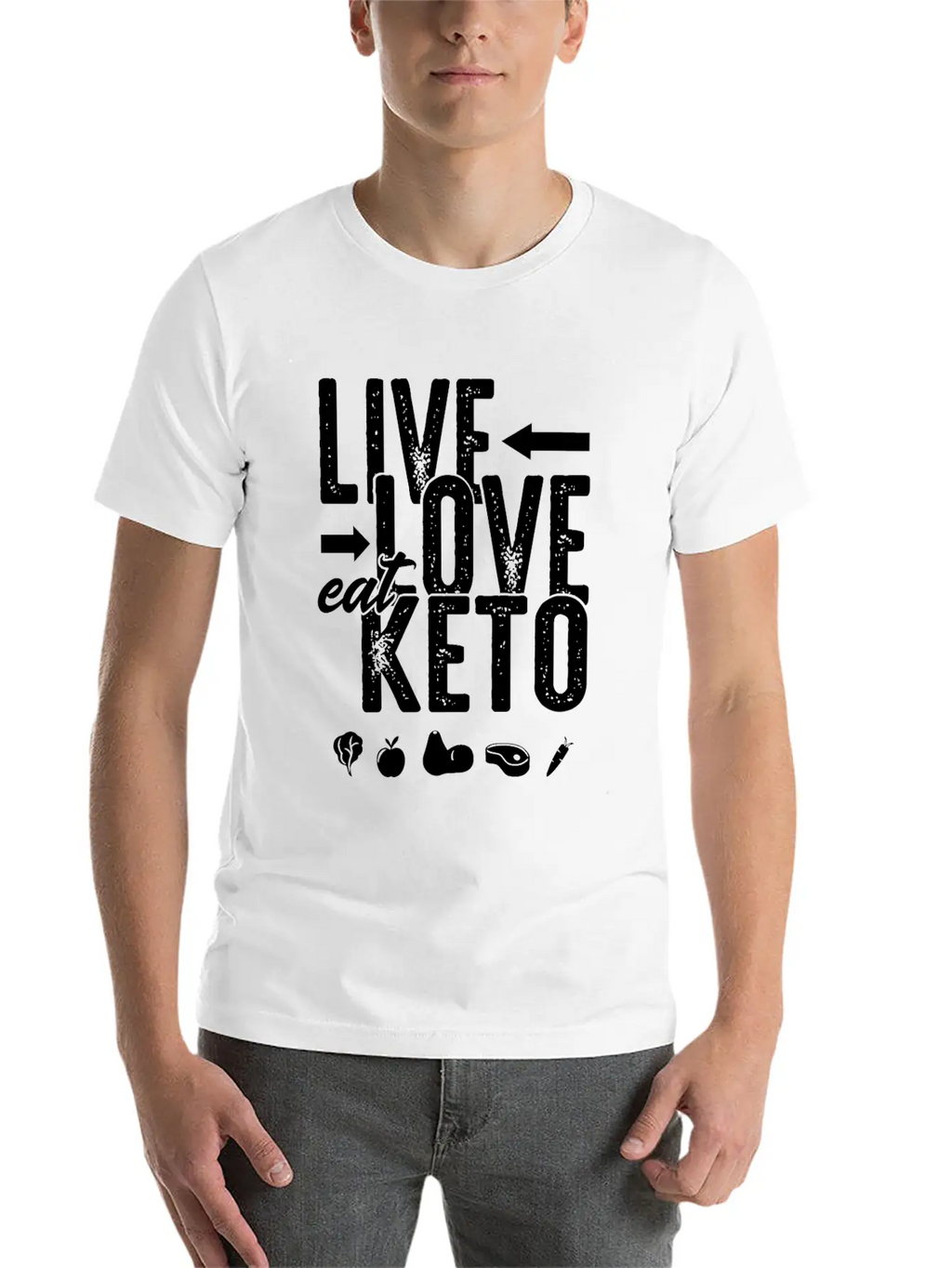 Live Love Eat Keto Food Paleo Ketogenic Low Carb Unisex Short Sleeve Soft Cotton T-Shirt – Casual Everyday Wear