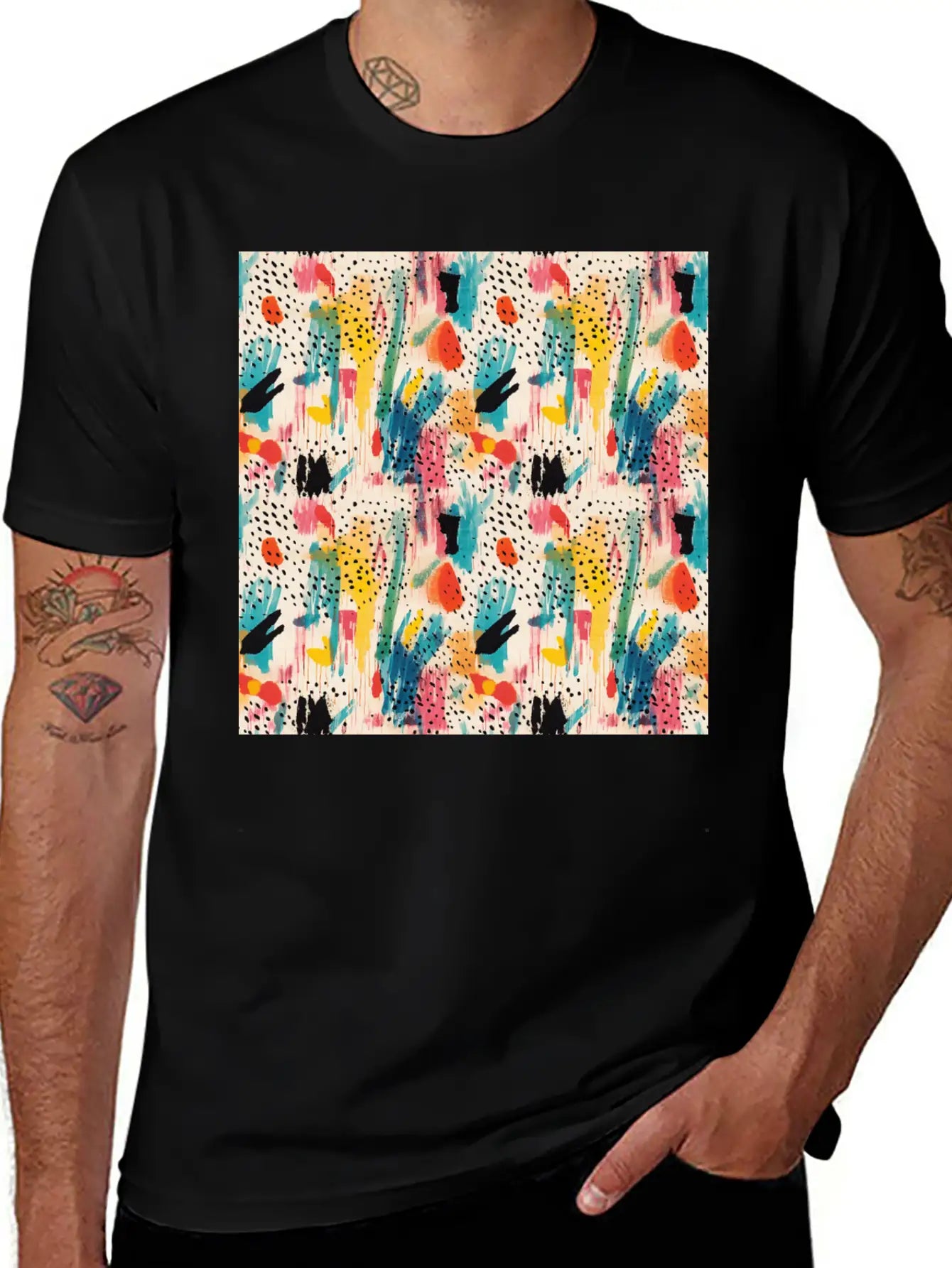 Lively Colors Abstract Pattern Unisex Short Sleeve Soft Cotton T-Shirt – Casual Everyday Wear