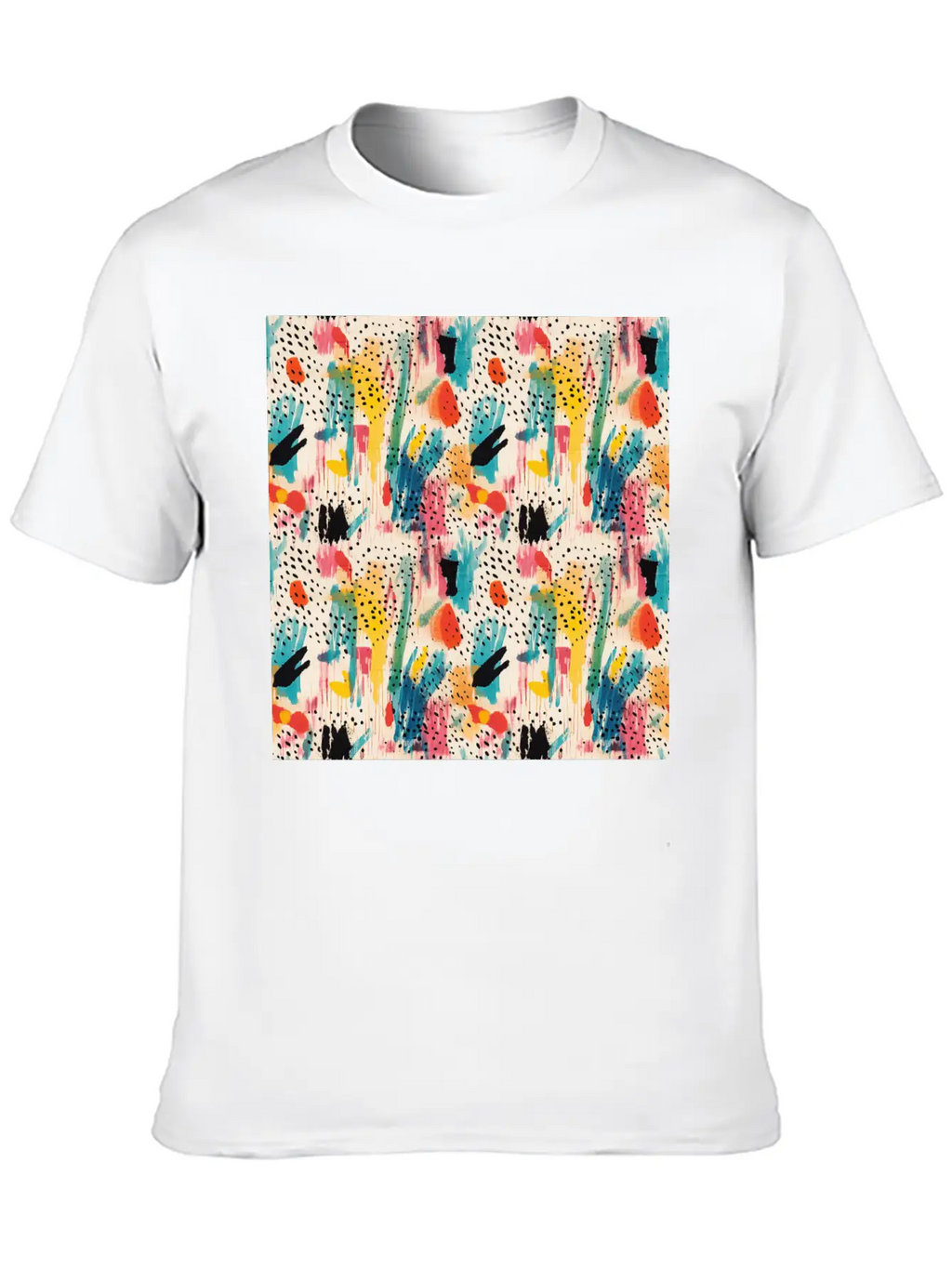 Lively Colors Abstract Pattern Unisex Short Sleeve Soft Cotton T-Shirt – Casual Everyday Wear
