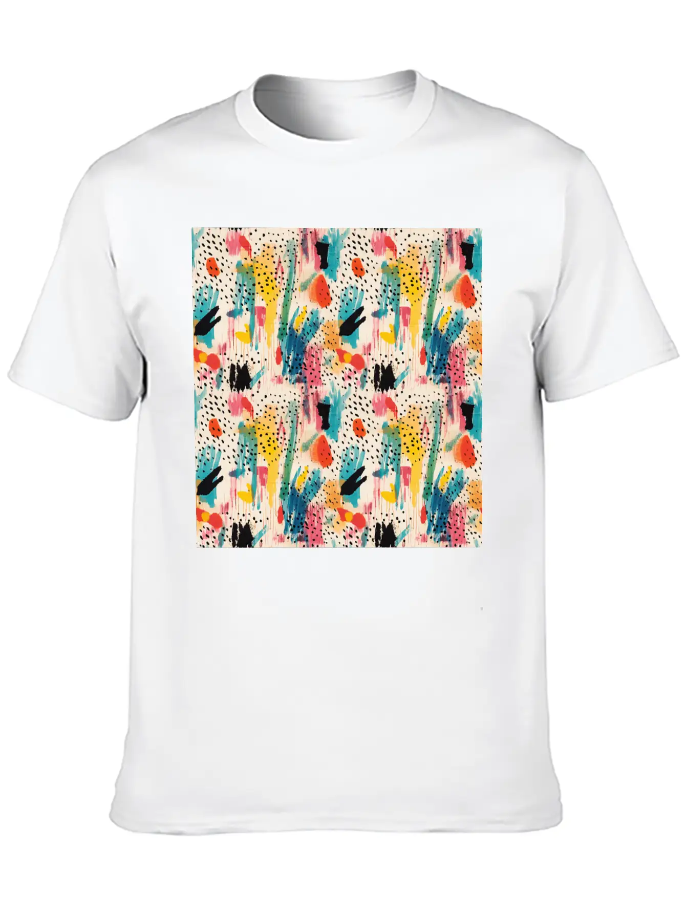 Lively Colors Abstract Pattern Unisex Short Sleeve Soft Cotton T-Shirt – Casual Everyday Wear