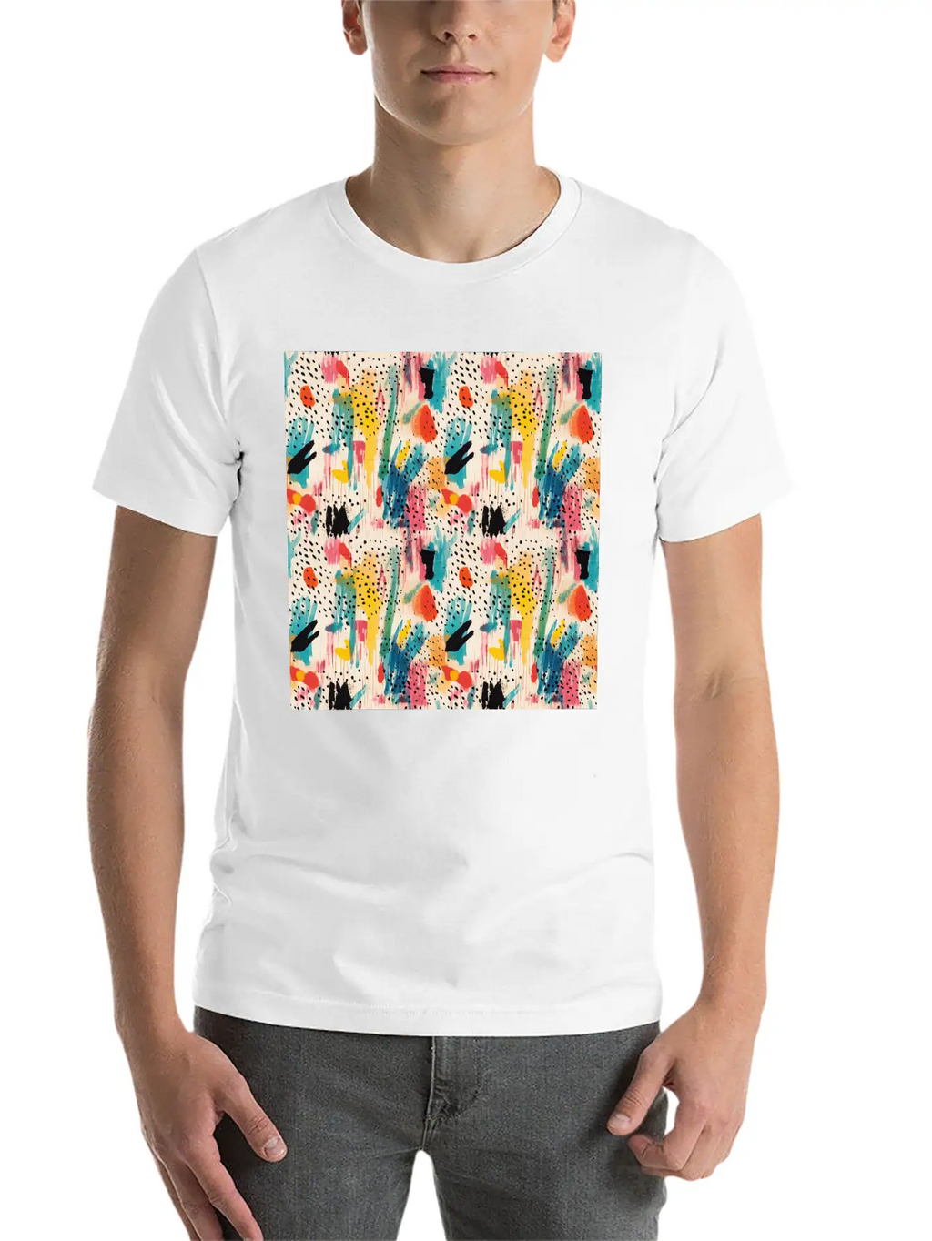 Lively Colors Abstract Pattern Unisex Short Sleeve Soft Cotton T-Shirt – Casual Everyday Wear