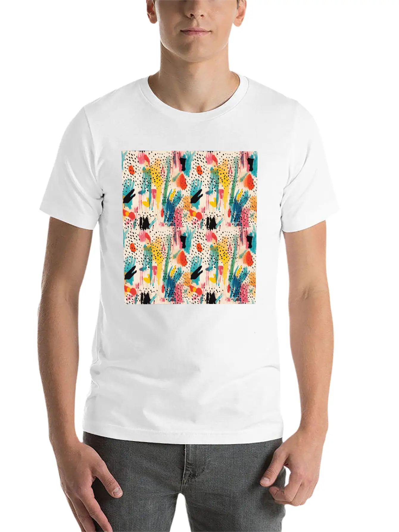 Lively Colors Abstract Pattern Unisex Short Sleeve Soft Cotton T-Shirt – Casual Everyday Wear