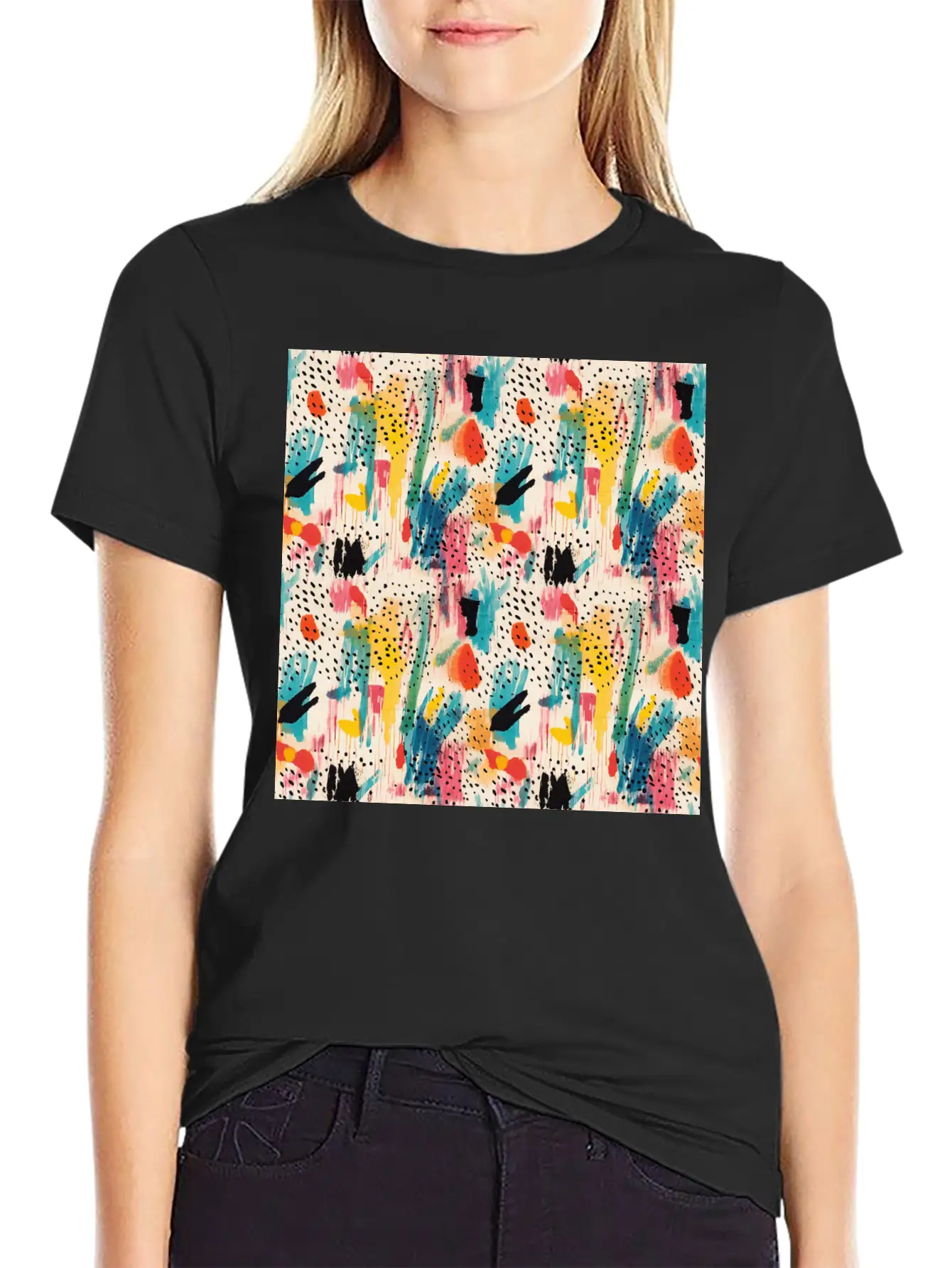 Lively Colors Abstract Pattern Unisex Short Sleeve Soft Cotton T-Shirt – Casual Everyday Wear