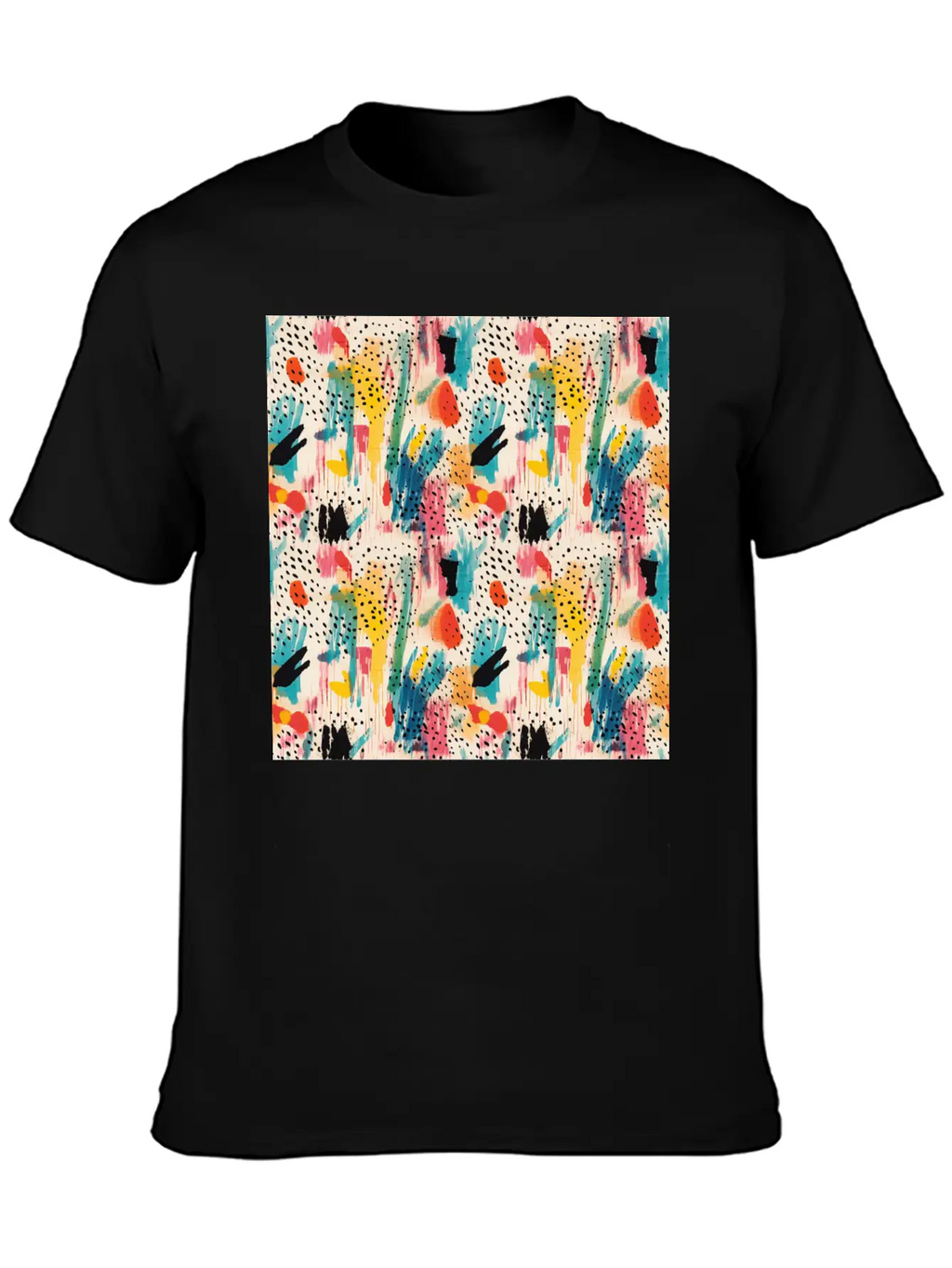 Lively Colors Abstract Pattern Unisex Short Sleeve Soft Cotton T-Shirt – Casual Everyday Wear