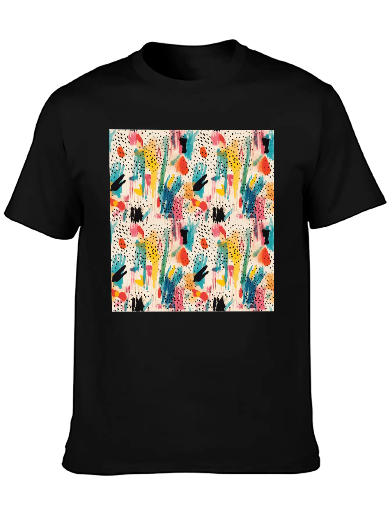 Lively Colors Abstract Pattern Unisex Short Sleeve Soft Cotton T-Shirt – Casual Everyday Wear