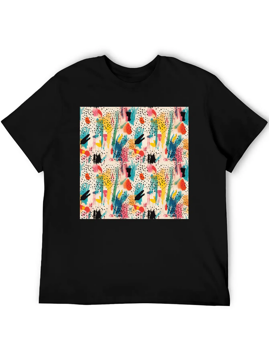 Lively Colors Abstract Pattern Unisex Short Sleeve Soft Cotton T-Shirt – Casual Everyday Wear