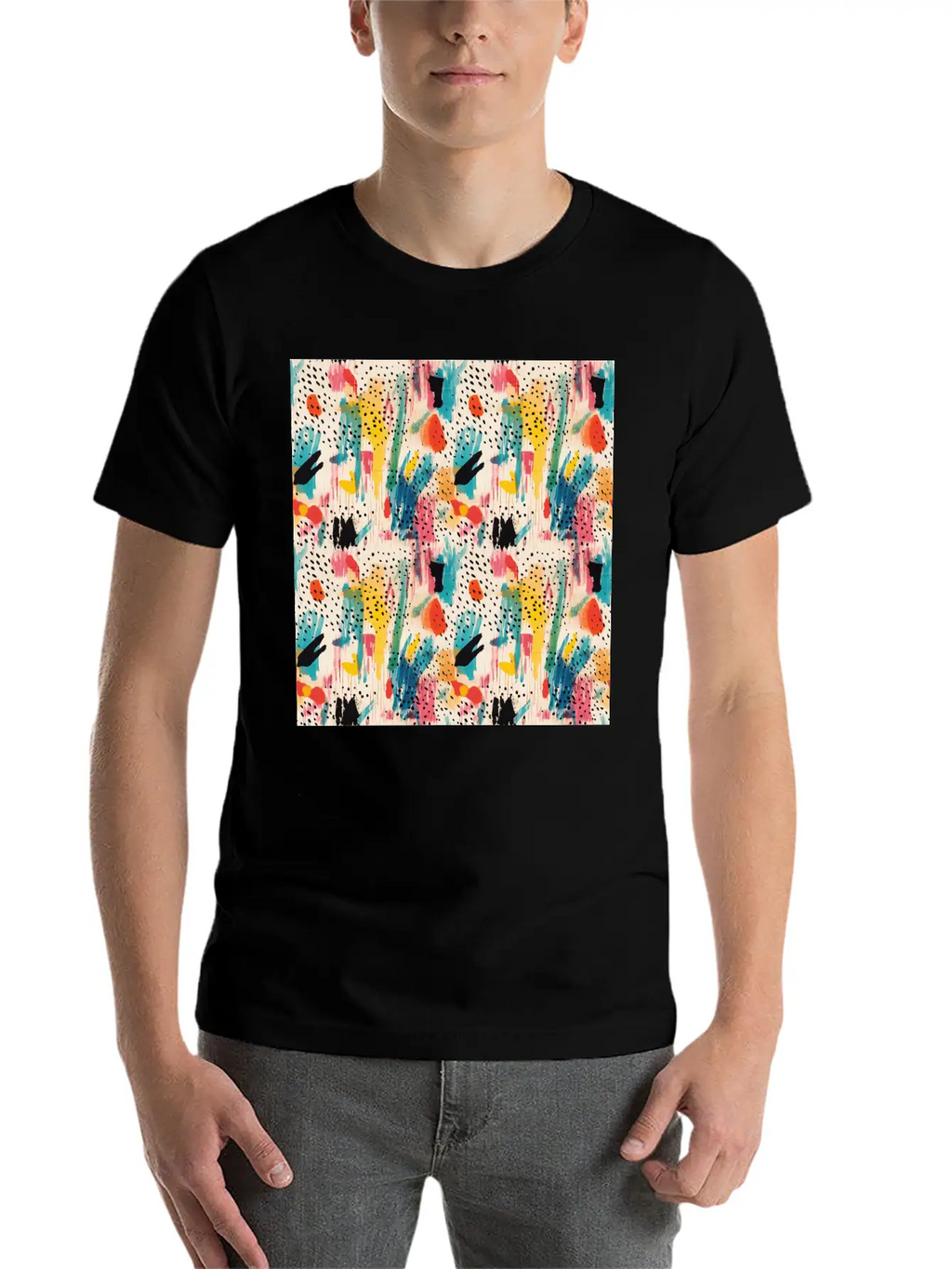 Lively Colors Abstract Pattern Unisex Short Sleeve Soft Cotton T-Shirt – Casual Everyday Wear