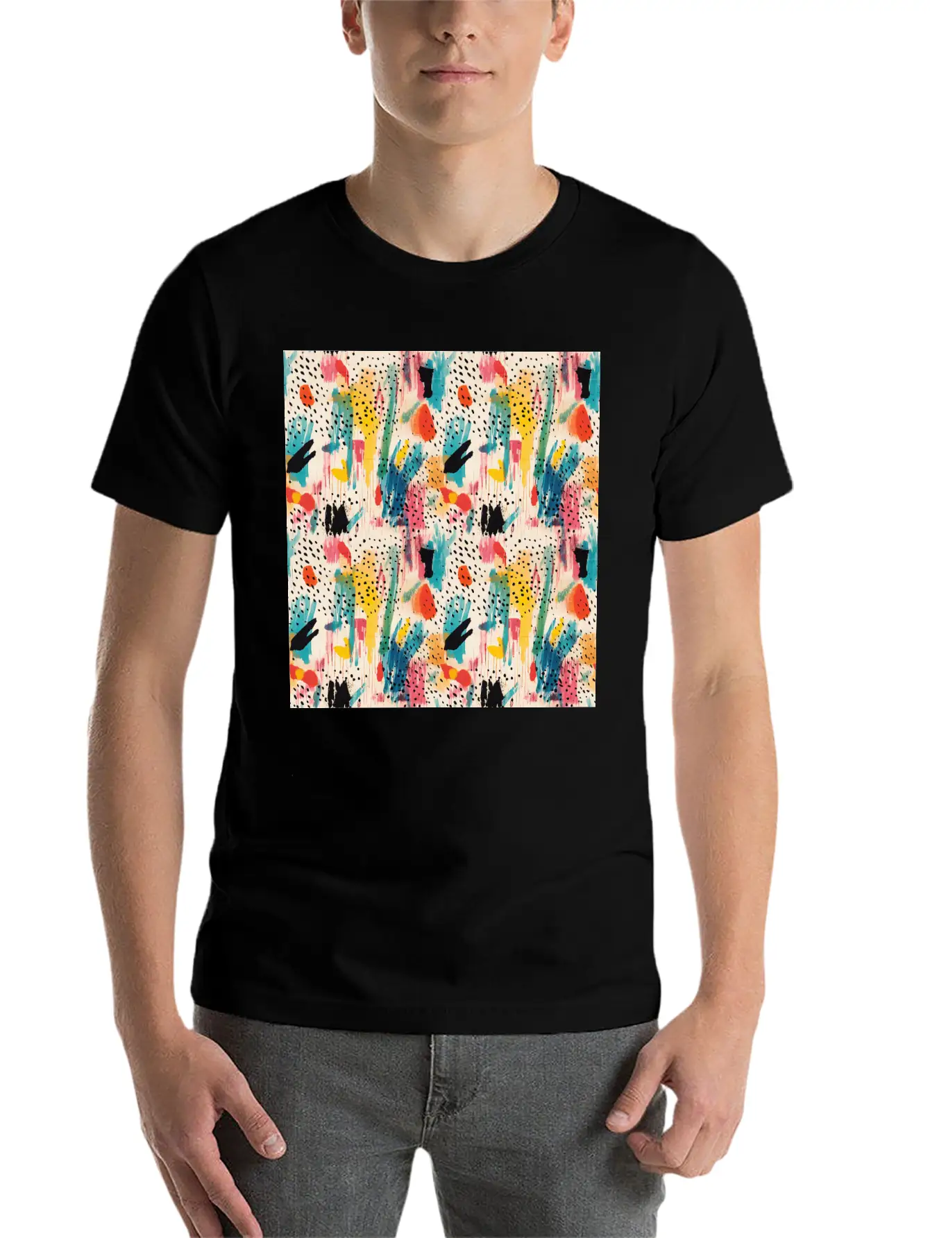 Lively Colors Abstract Pattern Unisex Short Sleeve Soft Cotton T-Shirt – Casual Everyday Wear