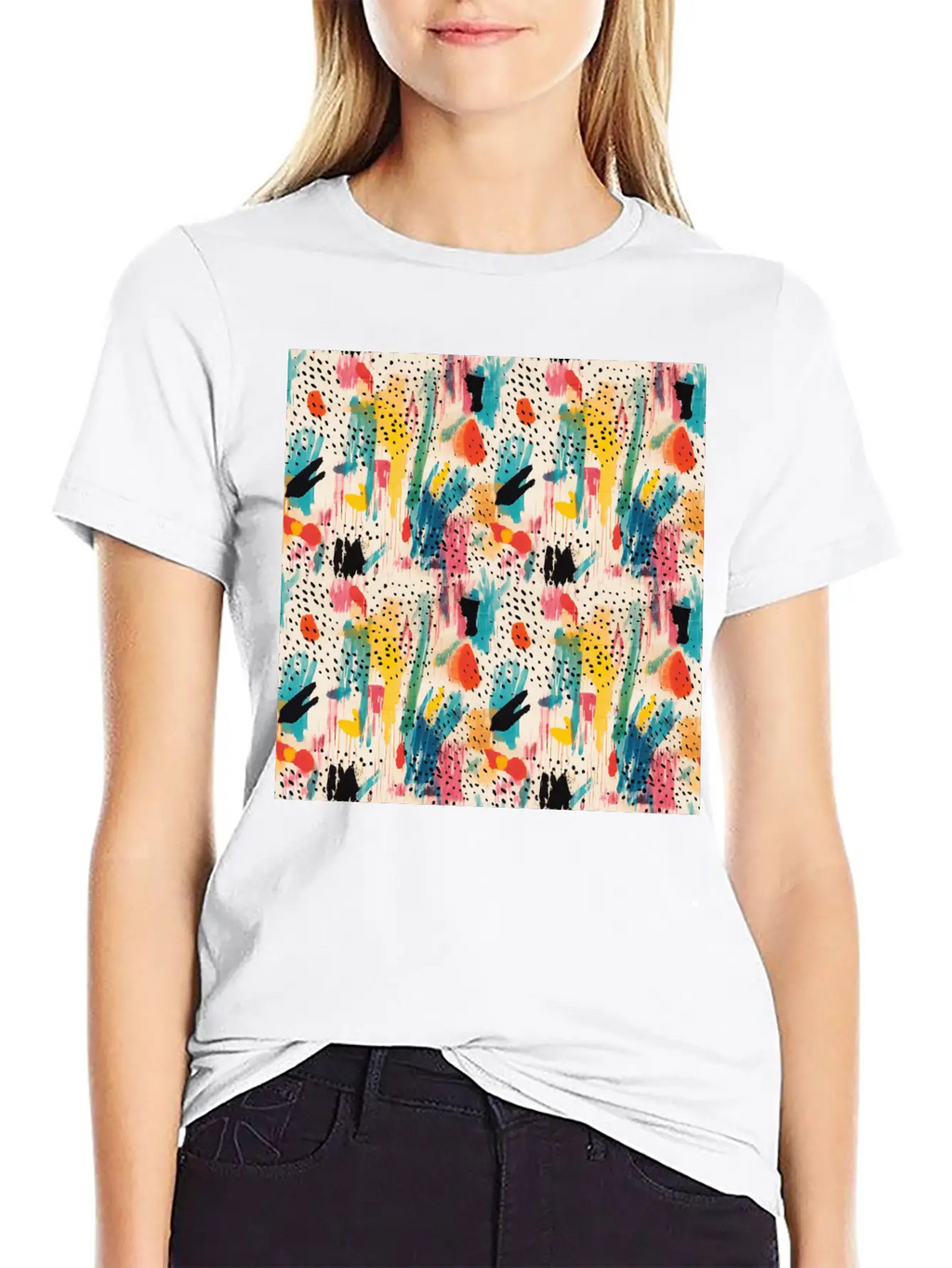 Lively Colors Abstract Pattern Unisex Short Sleeve Soft Cotton T-Shirt – Casual Everyday Wear