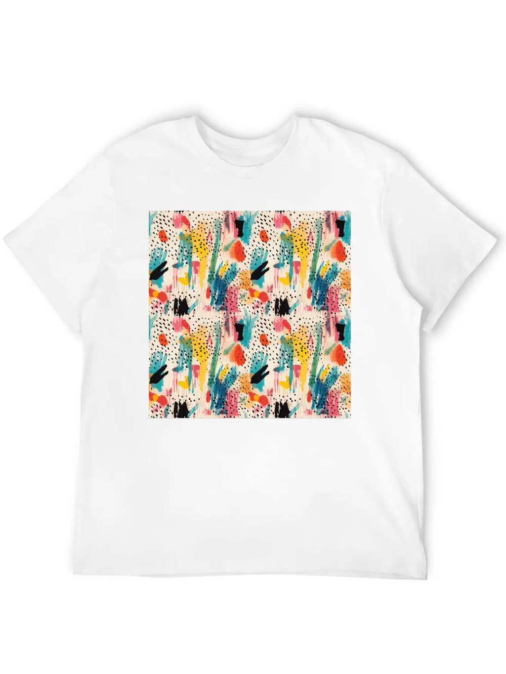 Lively Colors Abstract Pattern Unisex Short Sleeve Soft Cotton T-Shirt – Casual Everyday Wear