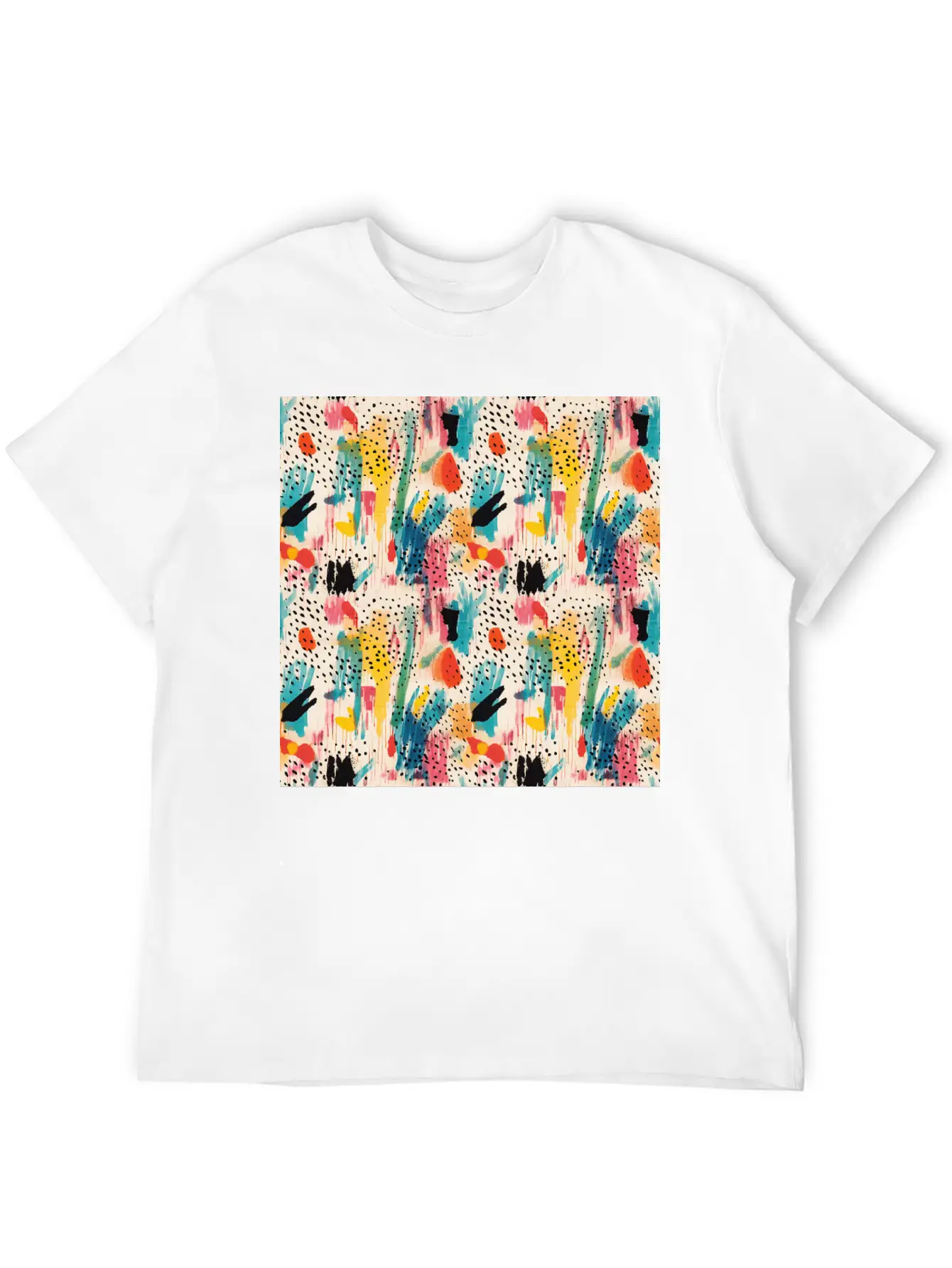 Lively Colors Abstract Pattern Unisex Short Sleeve Soft Cotton T-Shirt – Casual Everyday Wear
