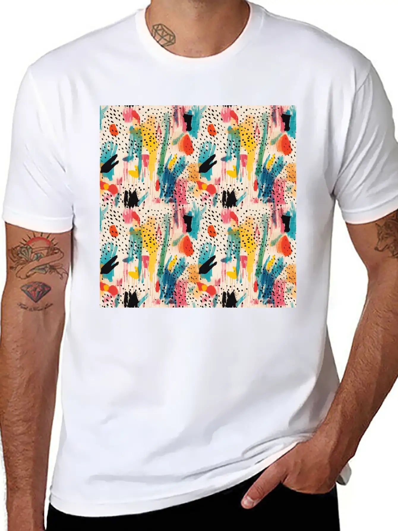 Lively Colors Abstract Pattern Unisex Short Sleeve Soft Cotton T-Shirt – Casual Everyday Wear