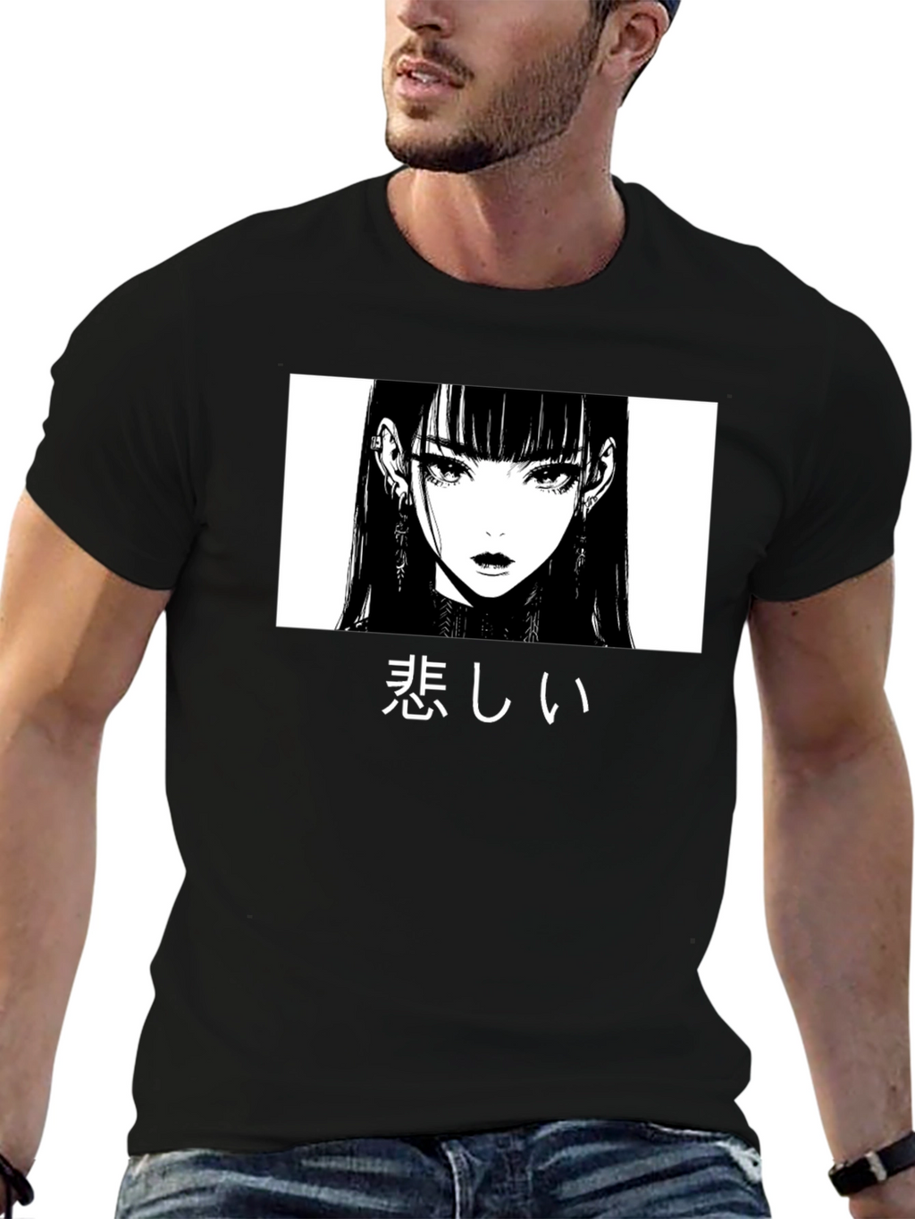 Sad Anime Girl Graphic T-Shirt