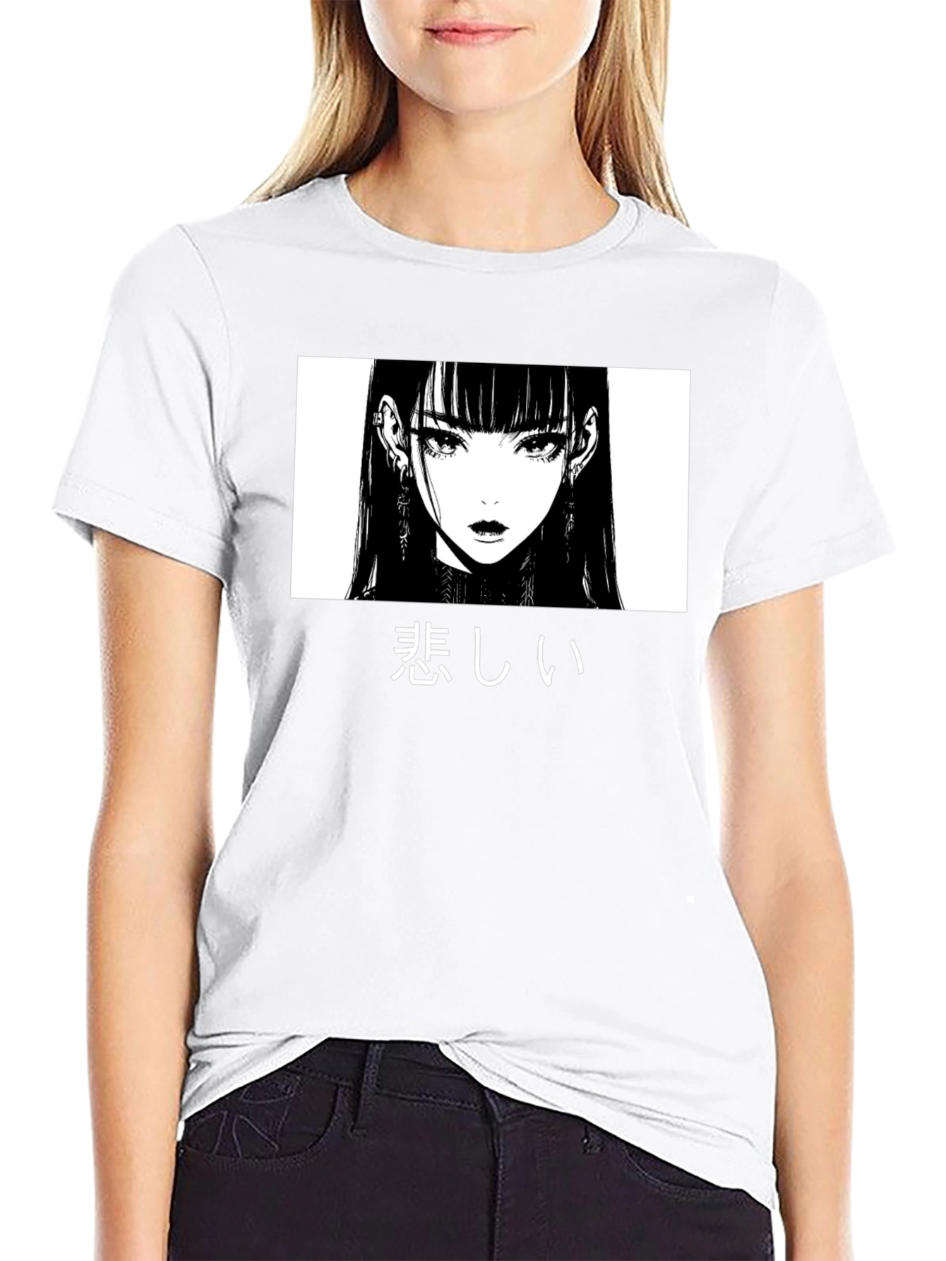 Sad Anime Girl Graphic T-Shirt