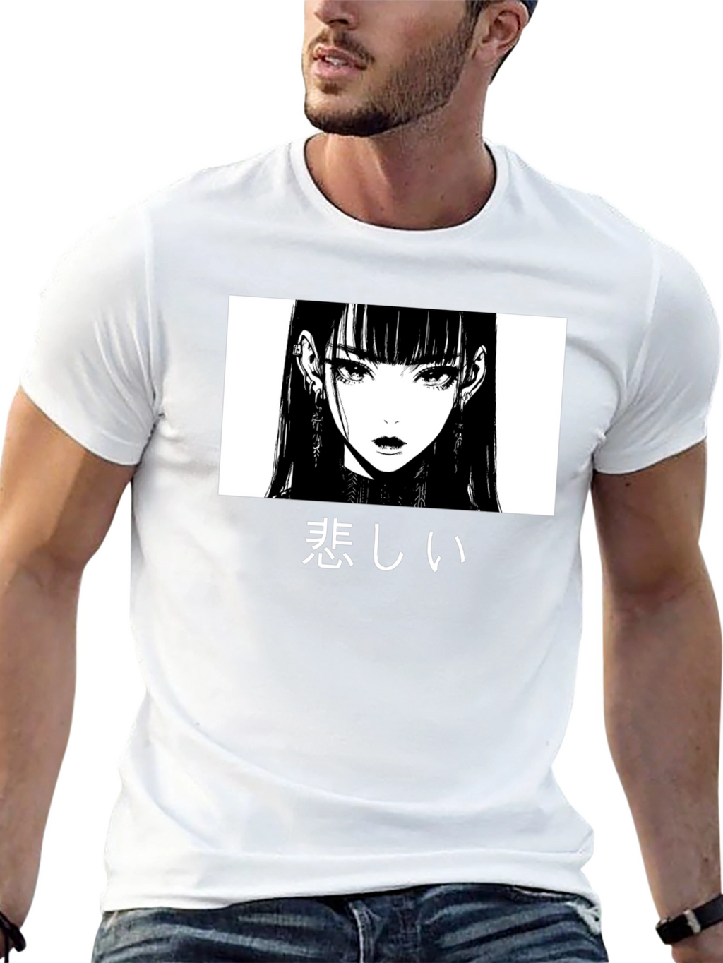 Sad Anime Girl Graphic T-Shirt
