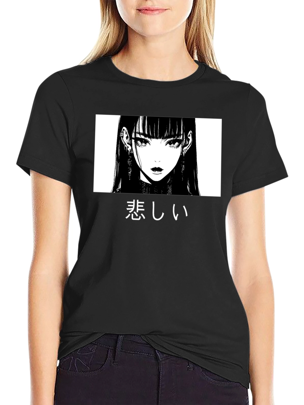 Sad Anime Girl Graphic T-Shirt