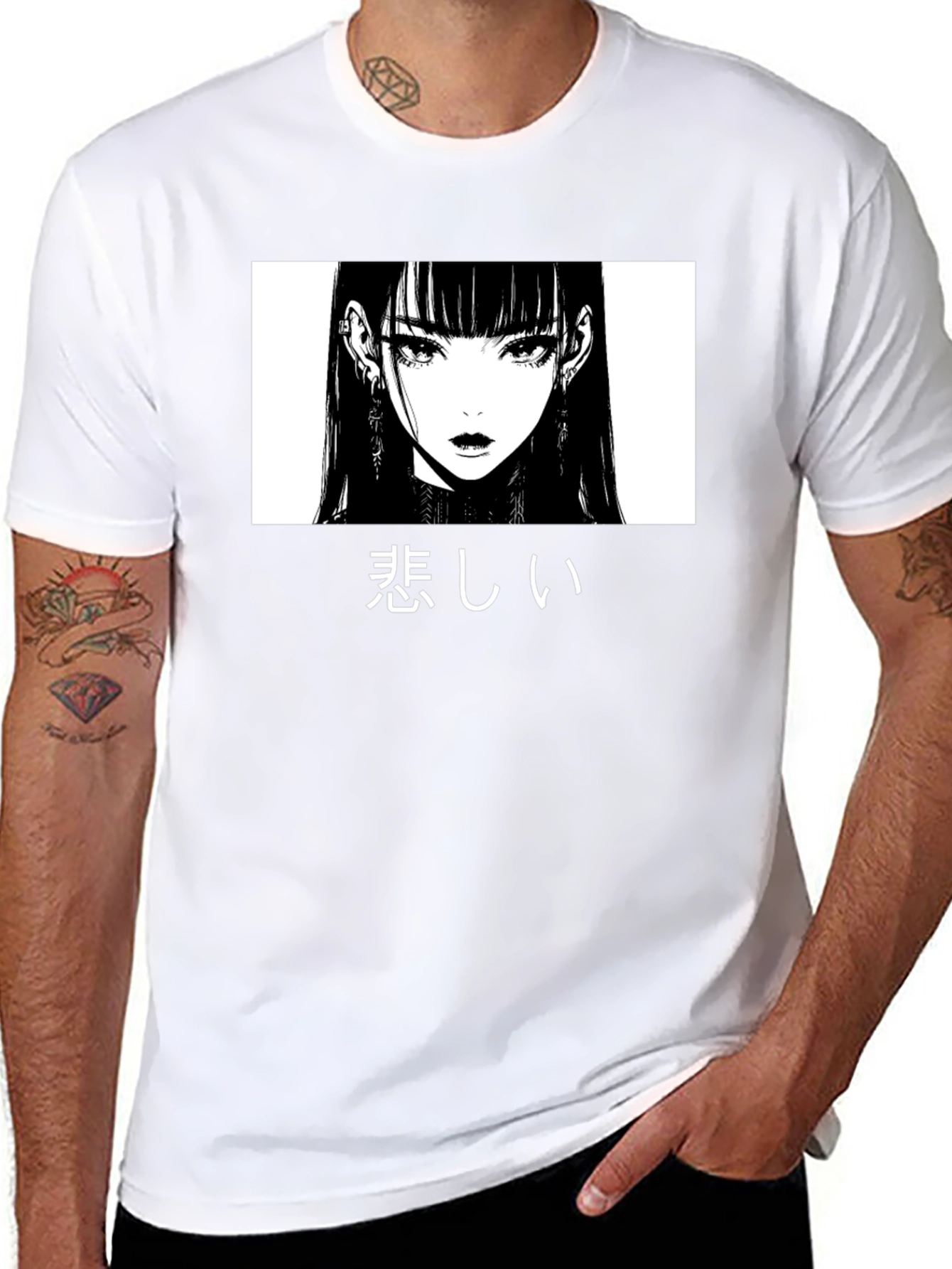 Sad Anime Girl Graphic T-Shirt