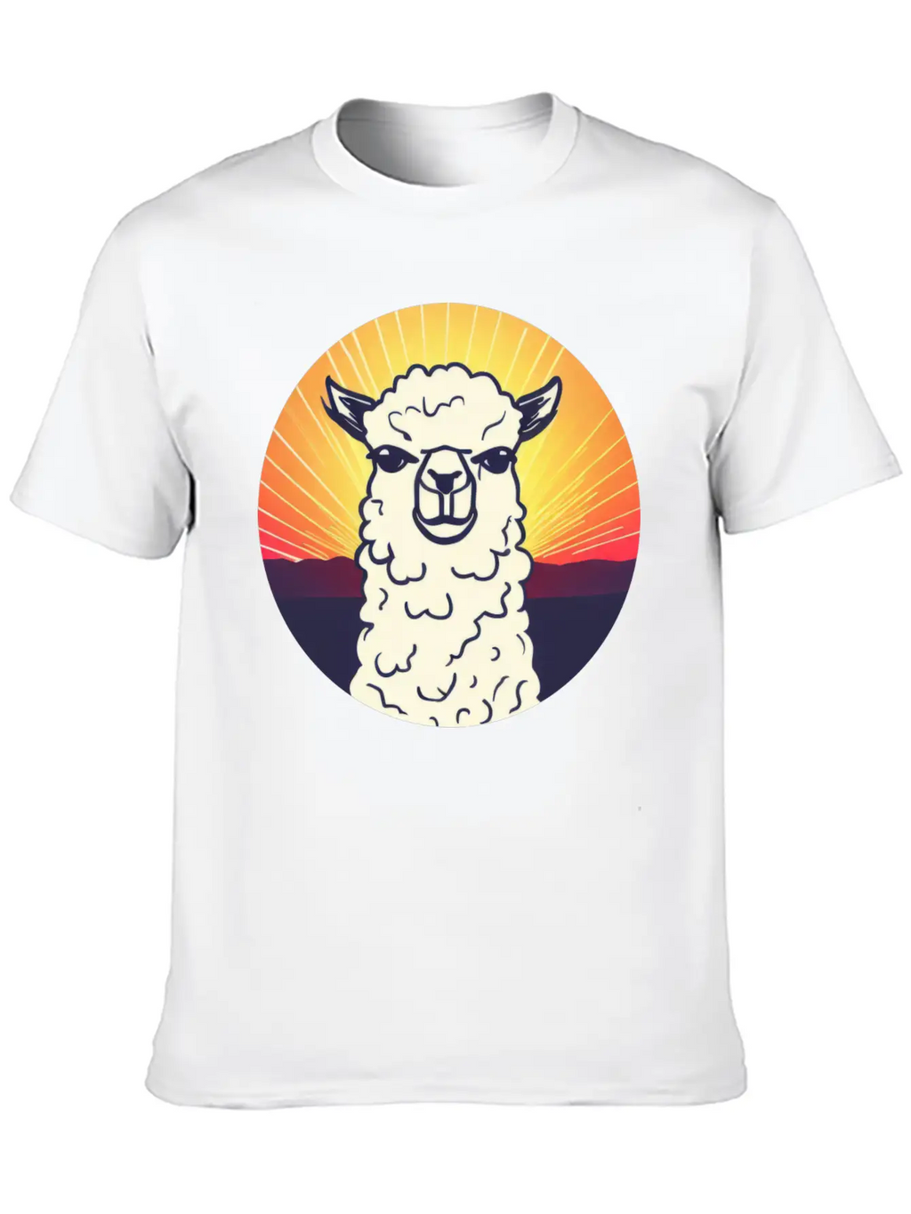 Llama Sunset Design Breathable Soft Cotton T-Shirt – Timeless Casual Look