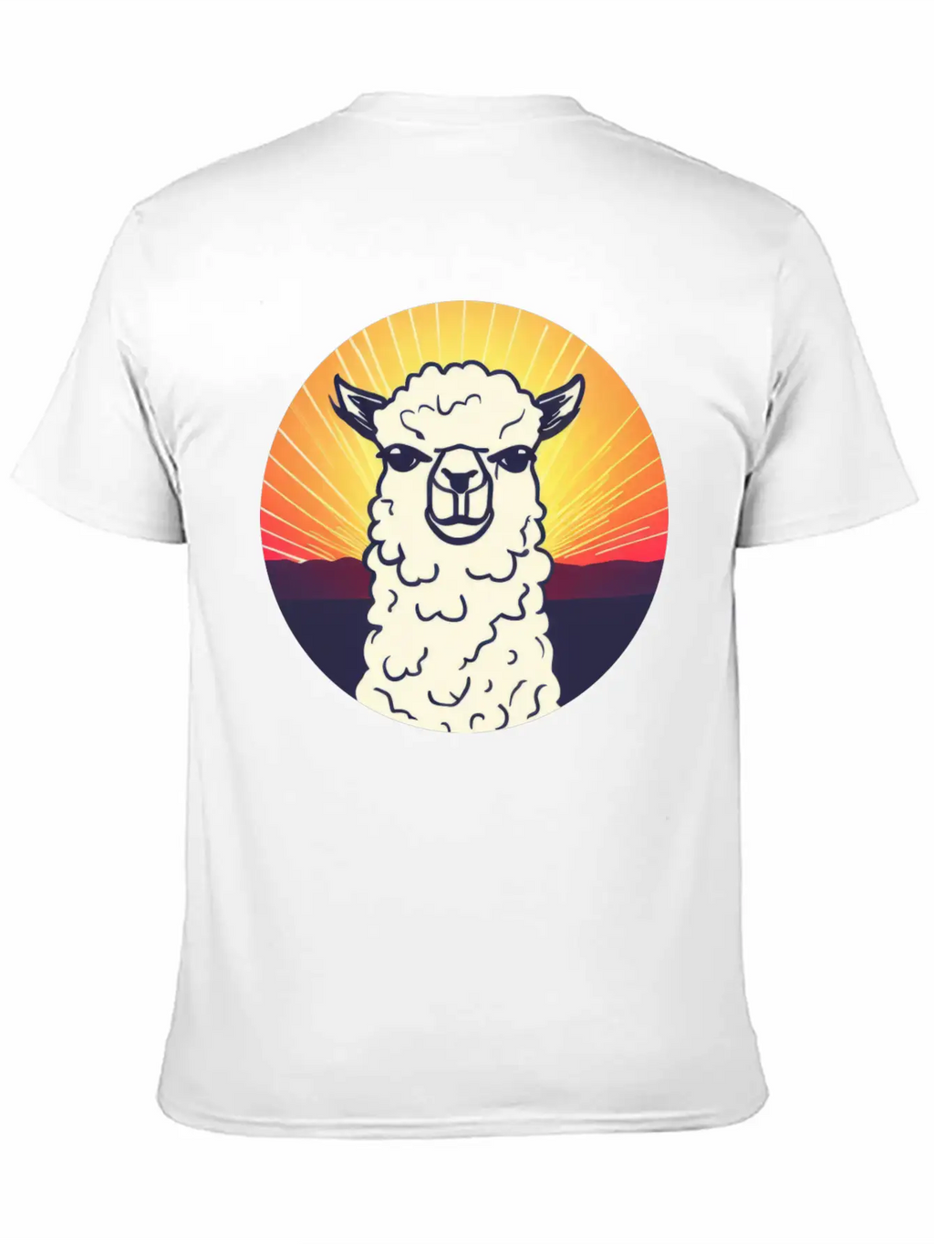 Llama Sunset Design Breathable Soft Cotton T-Shirt – Timeless Casual Look