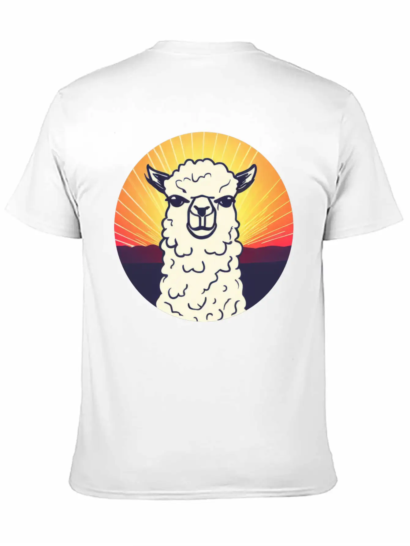 Llama Sunset Design Breathable Soft Cotton T-Shirt – Timeless Casual Look