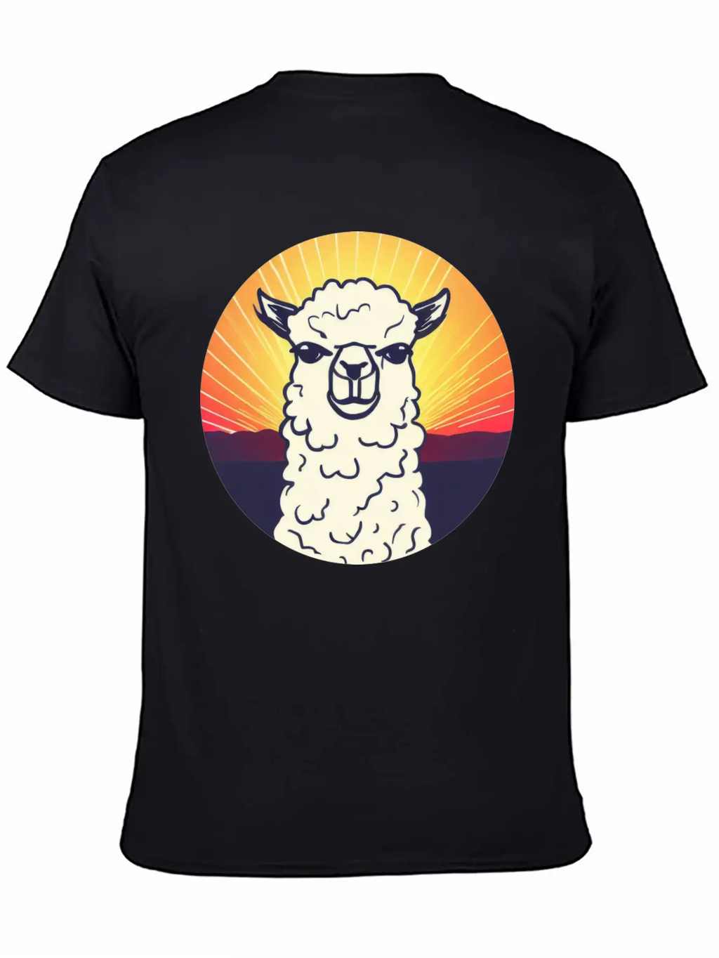 Llama Sunset Design Breathable Soft Cotton T-Shirt – Timeless Casual Look