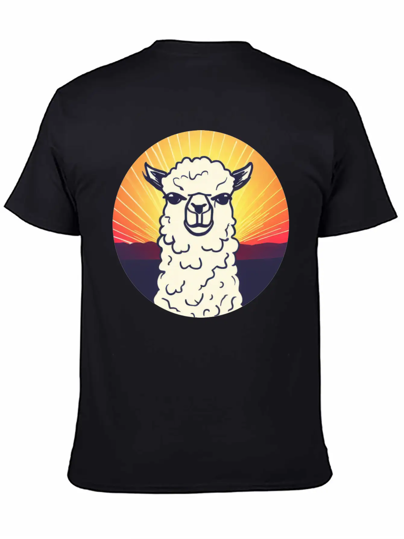 Llama Sunset Design Breathable Soft Cotton T-Shirt – Timeless Casual Look