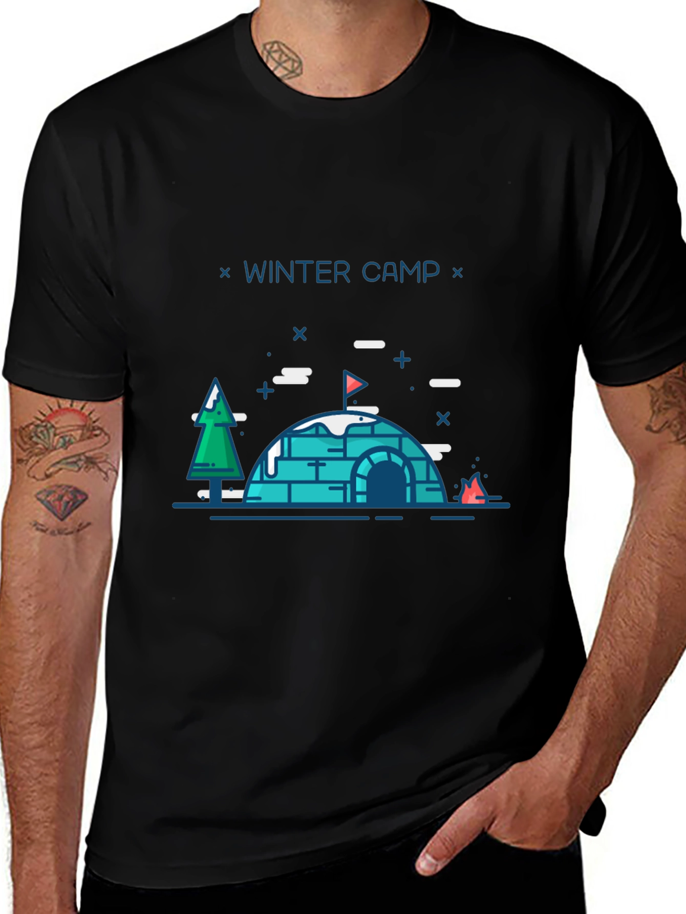 Winter Camp Graphic T-Shirt - Black