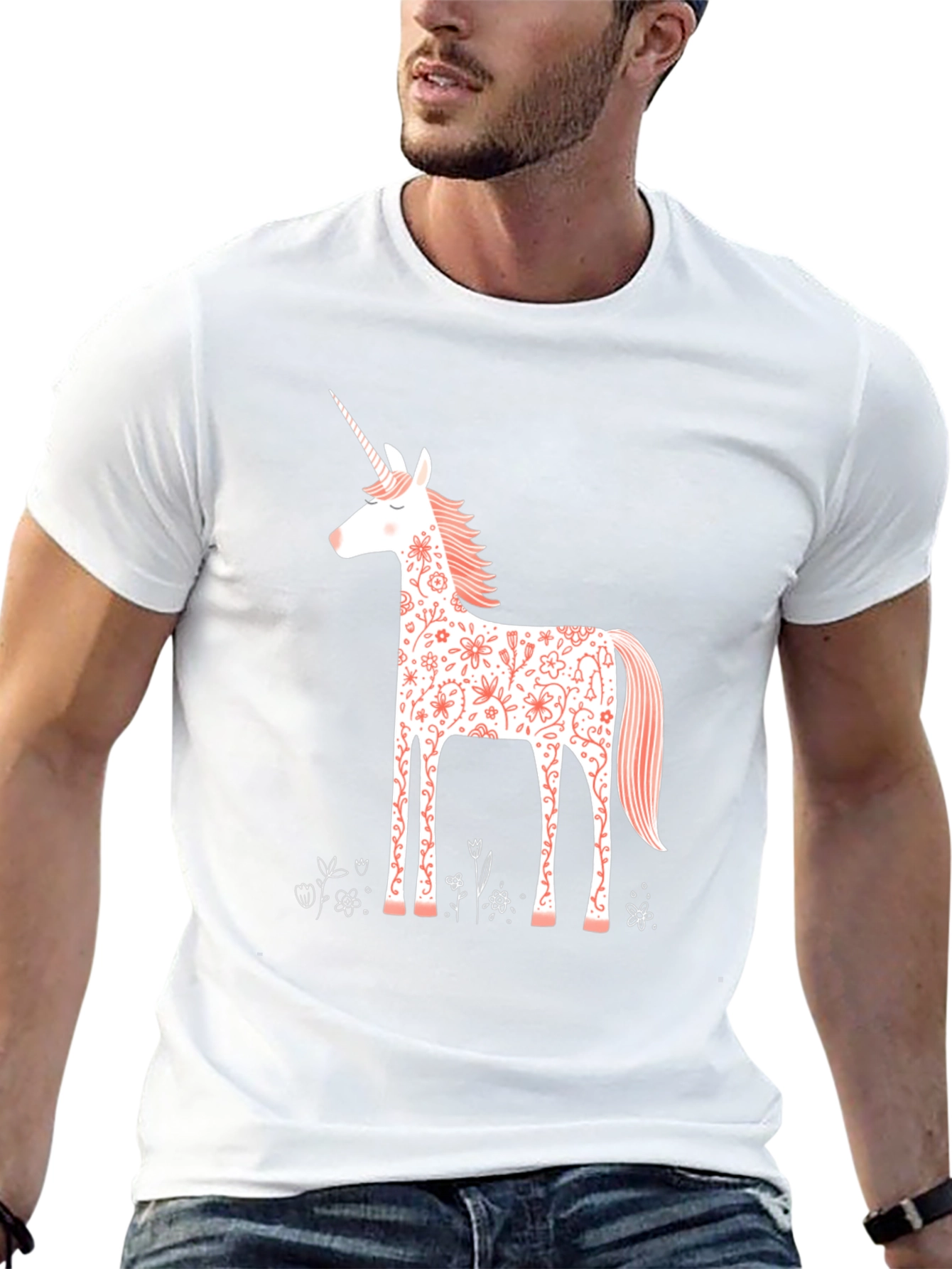Floral Unicorn Graphic Tee - Black