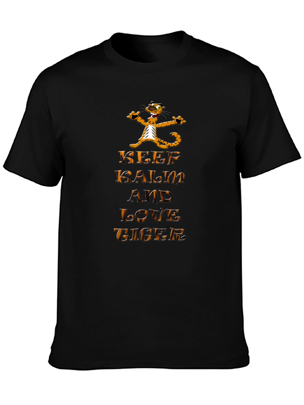 Keep Calm and Love Tiger Graphic Black T-Shirt