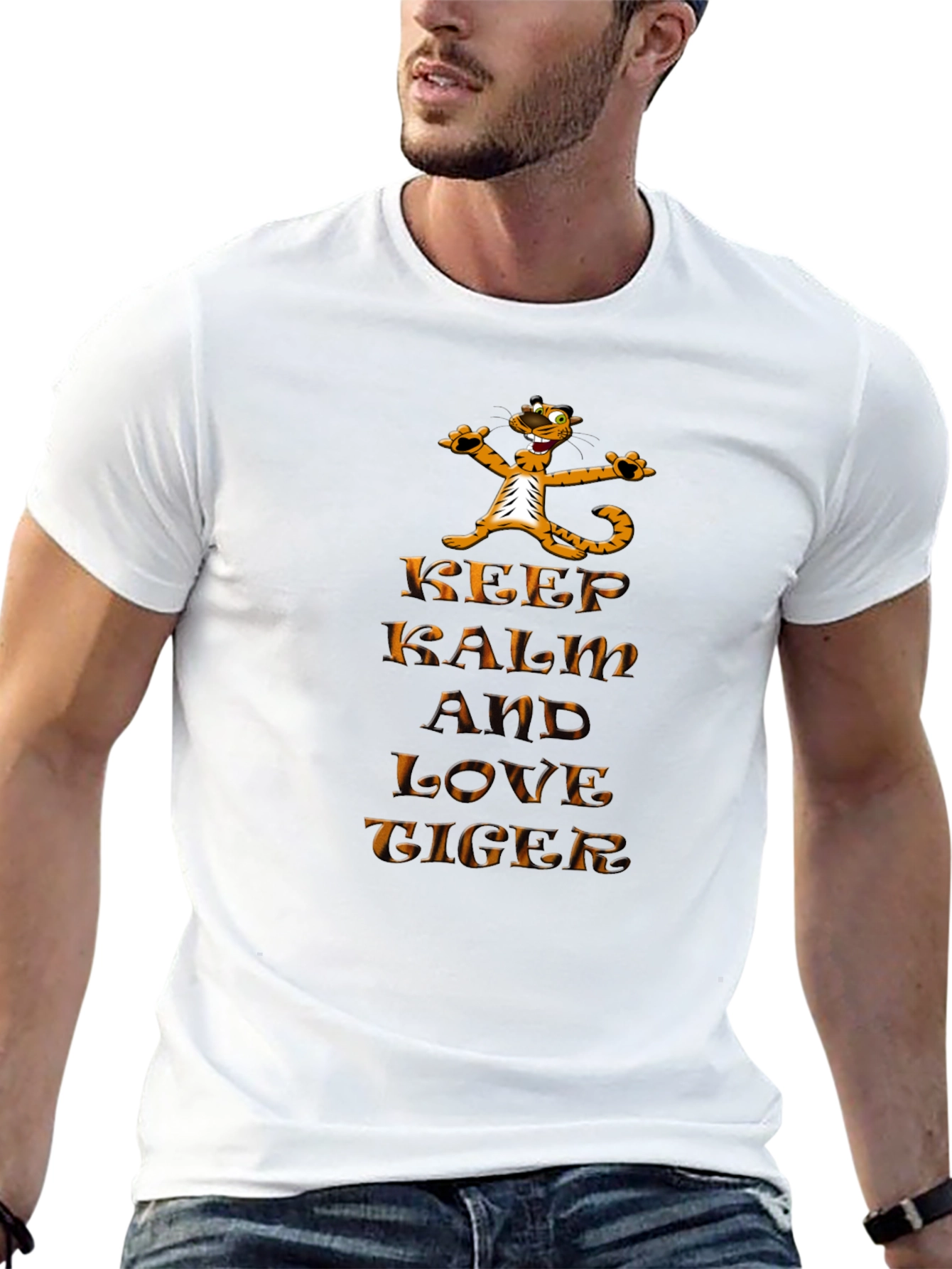 Keep Calm and Love Tiger Graphic Black T-Shirt