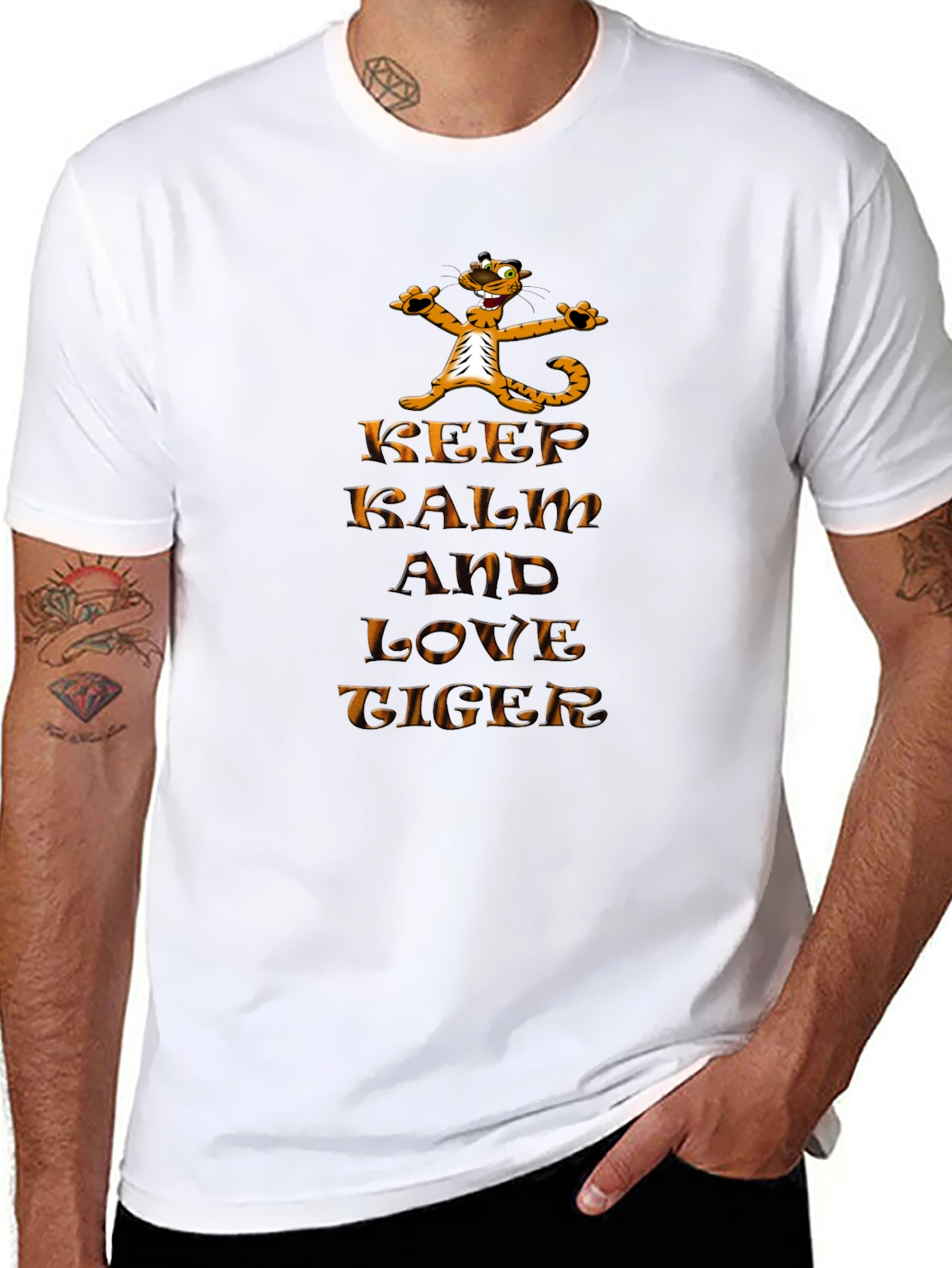Keep Calm and Love Tiger Graphic Black T-Shirt