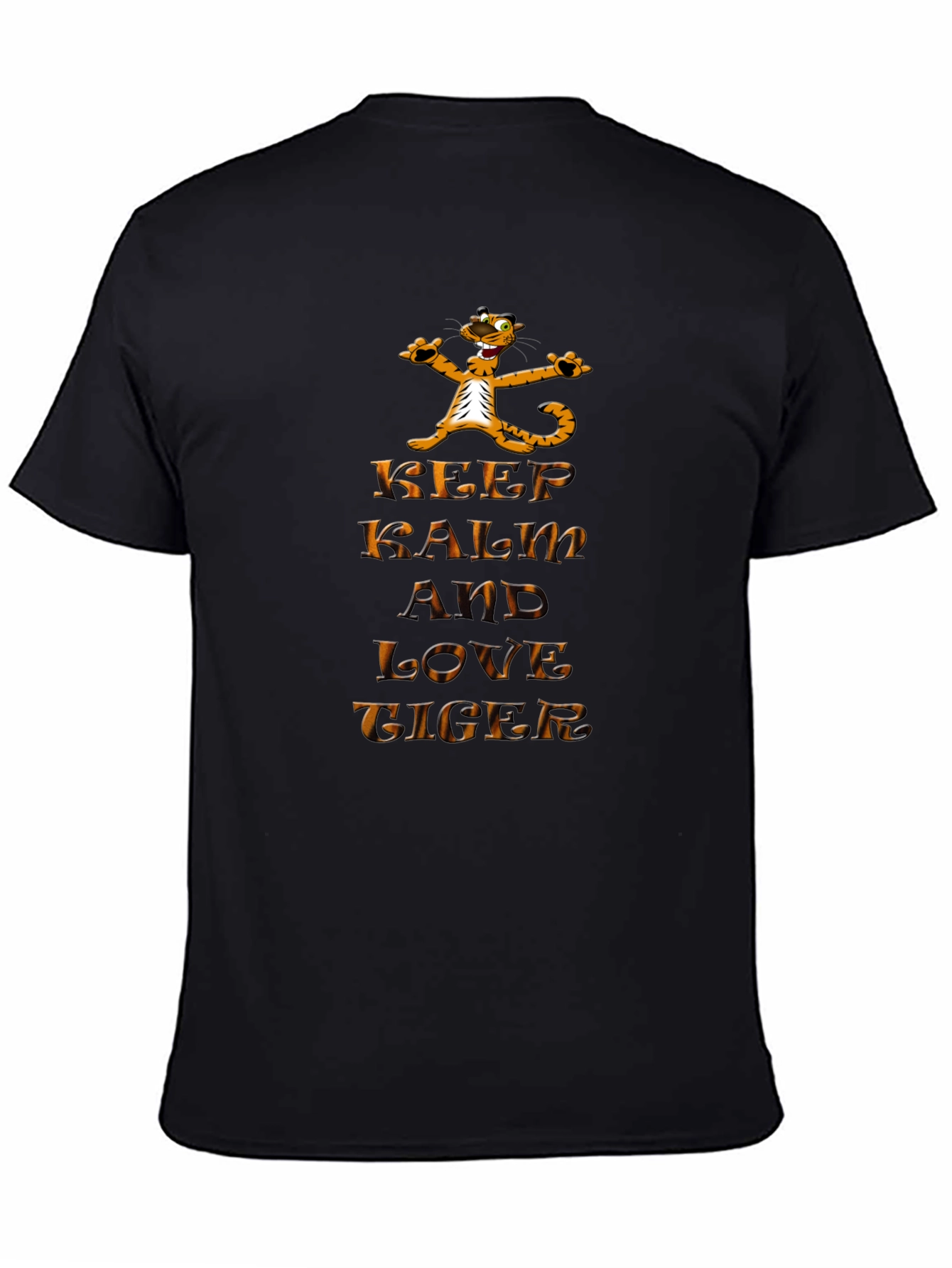 Keep Calm and Love Tiger Graphic Black T-Shirt