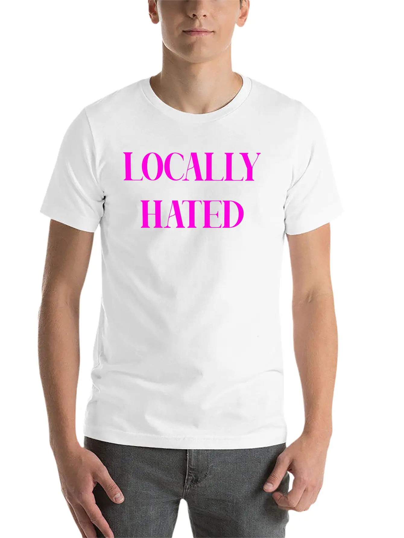 LOCALLY HATED (PINK PRINT) Casual Graphic T-Shirt – Simple And Comfortable Daily Wear