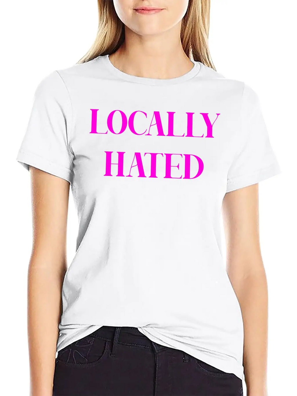 LOCALLY HATED (PINK PRINT) Casual Graphic T-Shirt – Simple And Comfortable Daily Wear