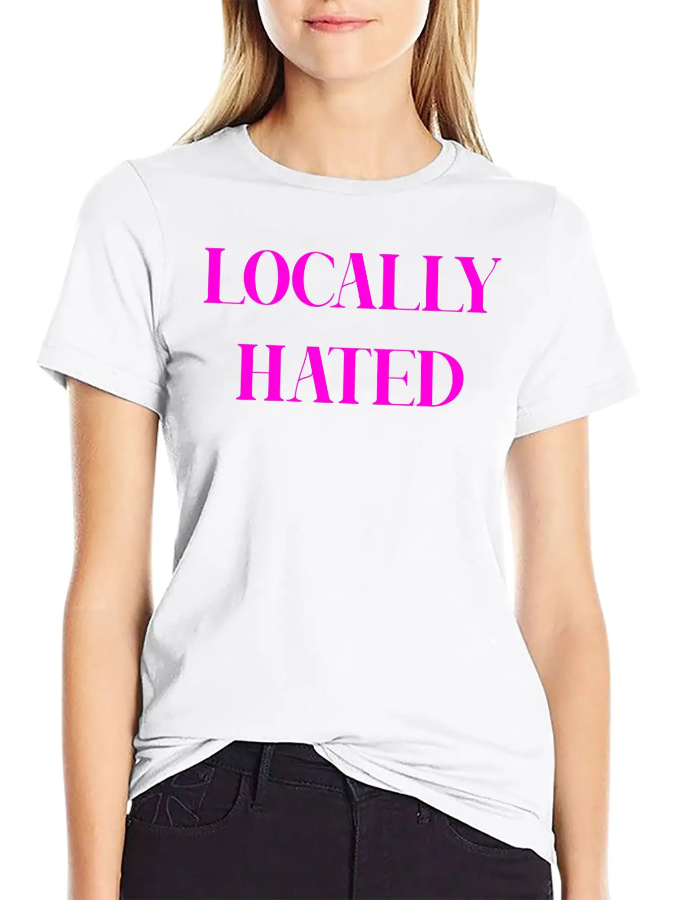 LOCALLY HATED (PINK PRINT) Casual Graphic T-Shirt – Simple And Comfortable Daily Wear