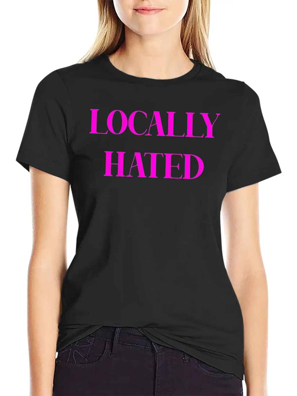 LOCALLY HATED (PINK PRINT) Casual Graphic T-Shirt – Simple And Comfortable Daily Wear