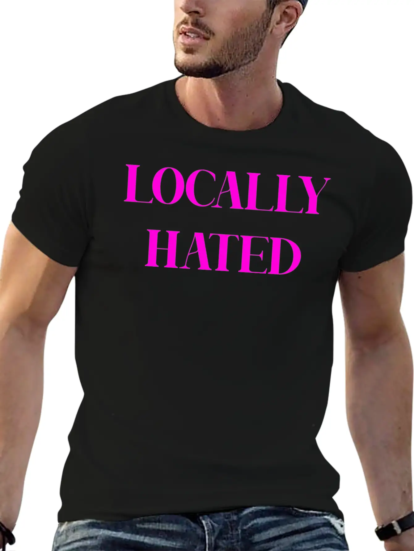 LOCALLY HATED (PINK PRINT) Casual Graphic T-Shirt – Simple And Comfortable Daily Wear
