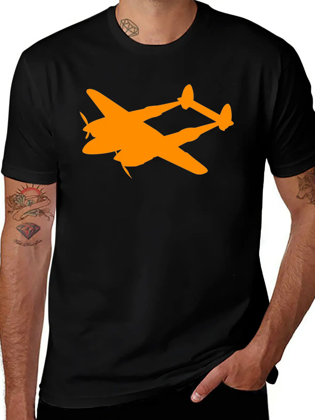 Lockheed P 38 Lightning Silhouettes Unisex Short Sleeve Soft Cotton T-Shirt – Casual Everyday Wear