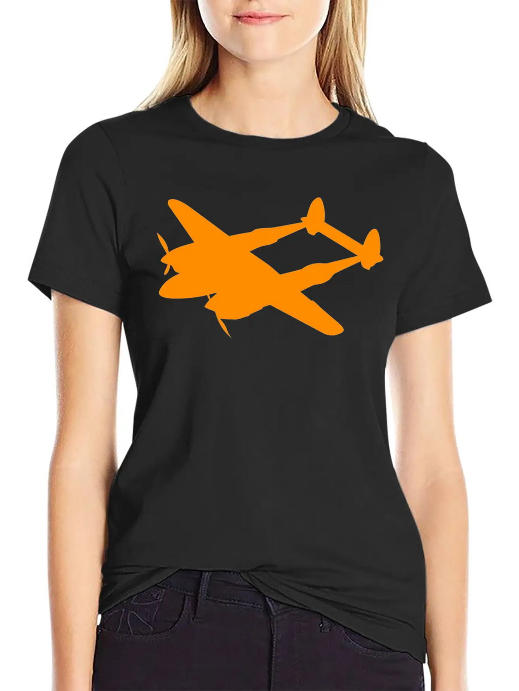 Lockheed P 38 Lightning Silhouettes Unisex Short Sleeve Soft Cotton T-Shirt – Casual Everyday Wear