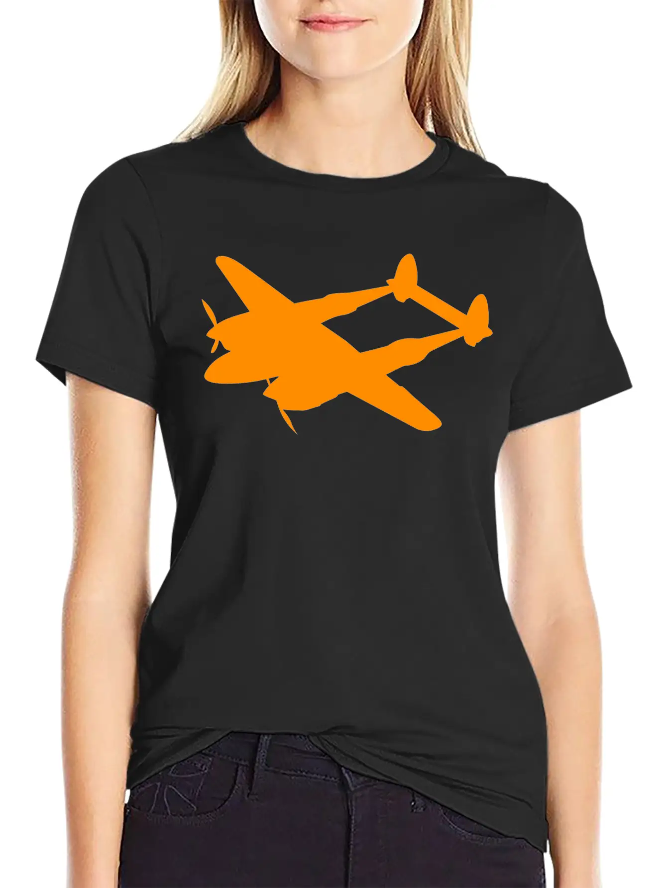 Lockheed P 38 Lightning Silhouettes Unisex Short Sleeve Soft Cotton T-Shirt – Casual Everyday Wear