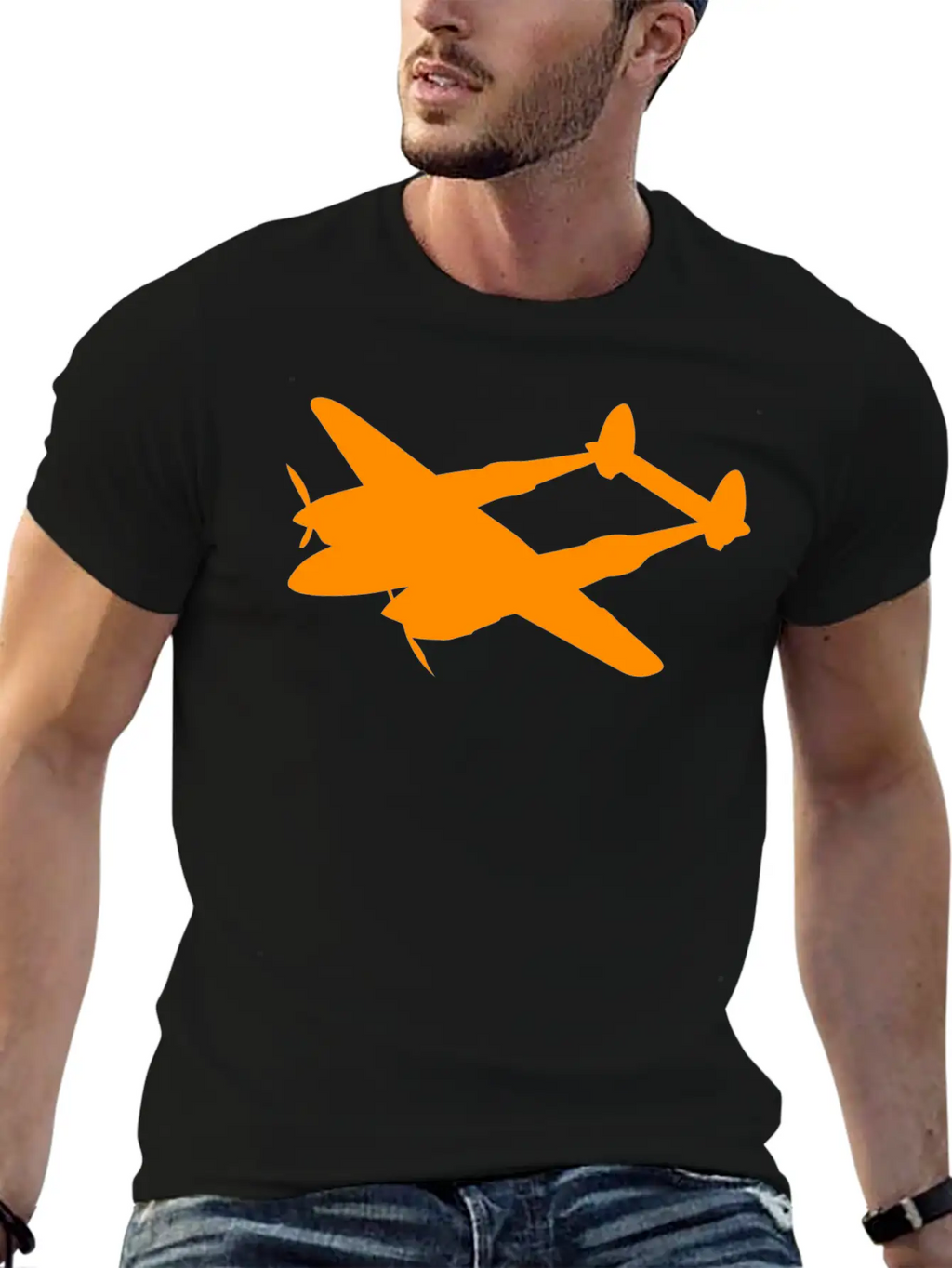 Lockheed P 38 Lightning Silhouettes Unisex Short Sleeve Soft Cotton T-Shirt – Casual Everyday Wear